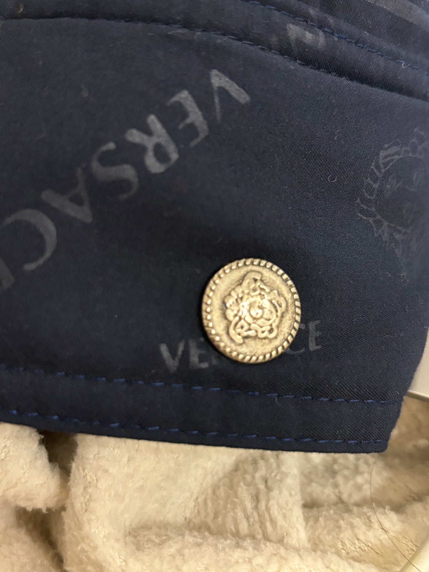 Gianni Versace vintage logo blue bomber