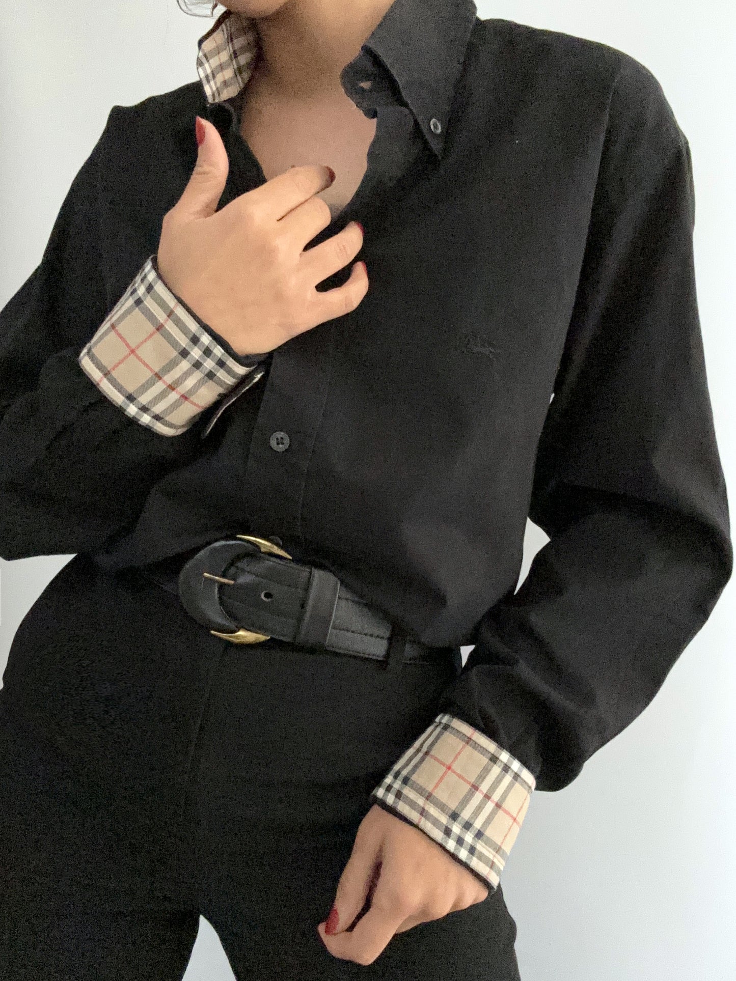 Burberry black vintage oversize tartan shirt