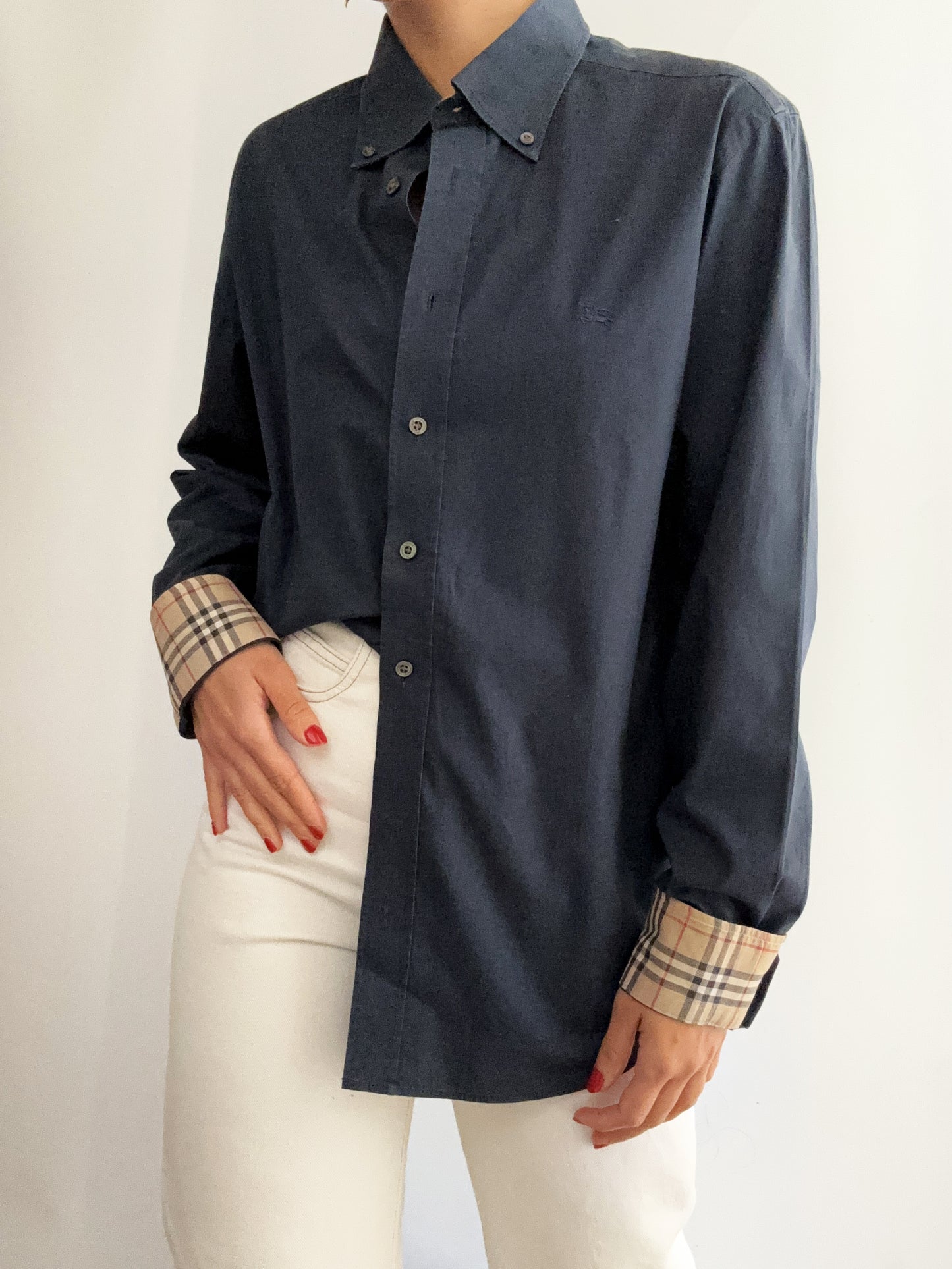 Blue Burberry classic tartan profile shirt