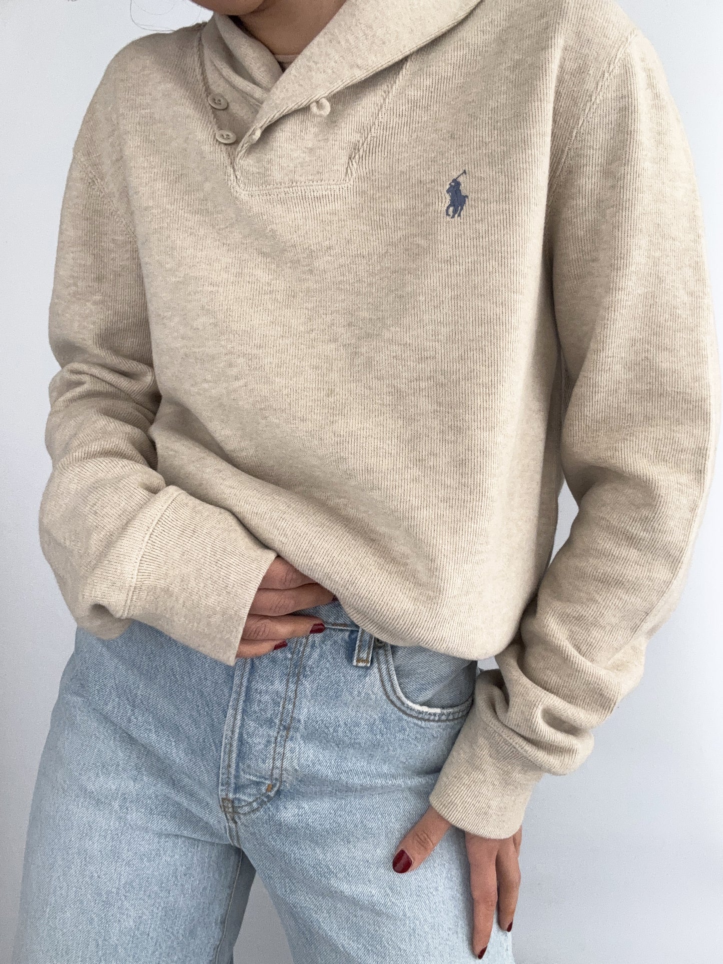.Ralph Lauren Blake cotton beige navy pull