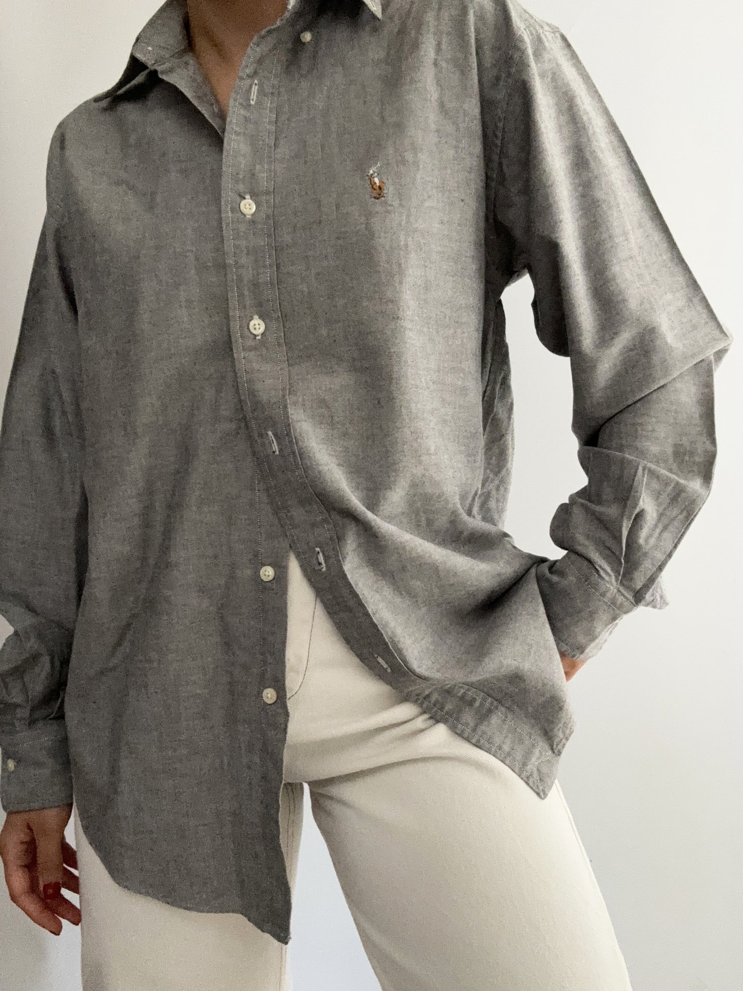 Ralph Lauren pearl grey embroidery color logo