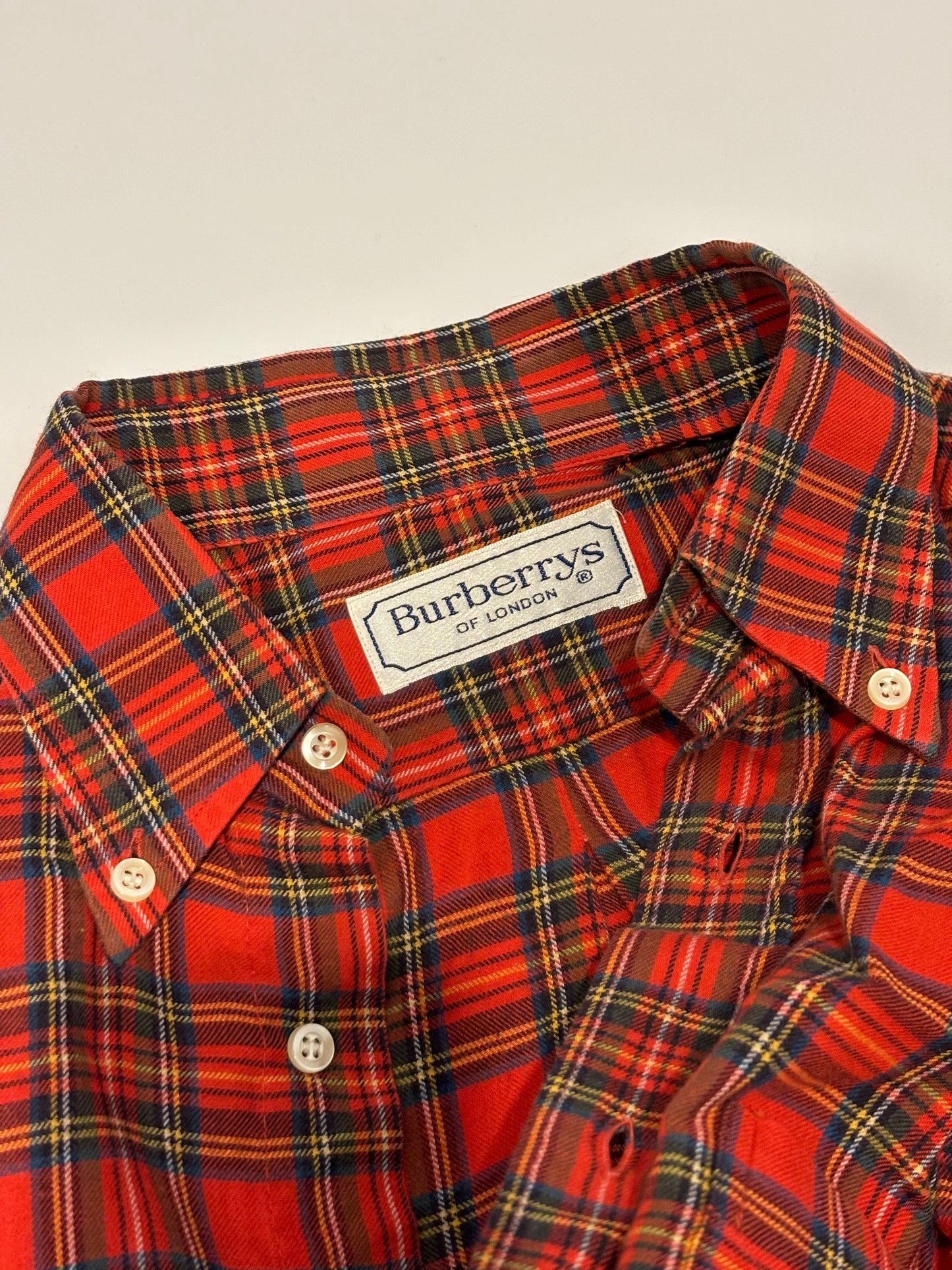 Vintage red tartan Burberry flare cottone shirt
