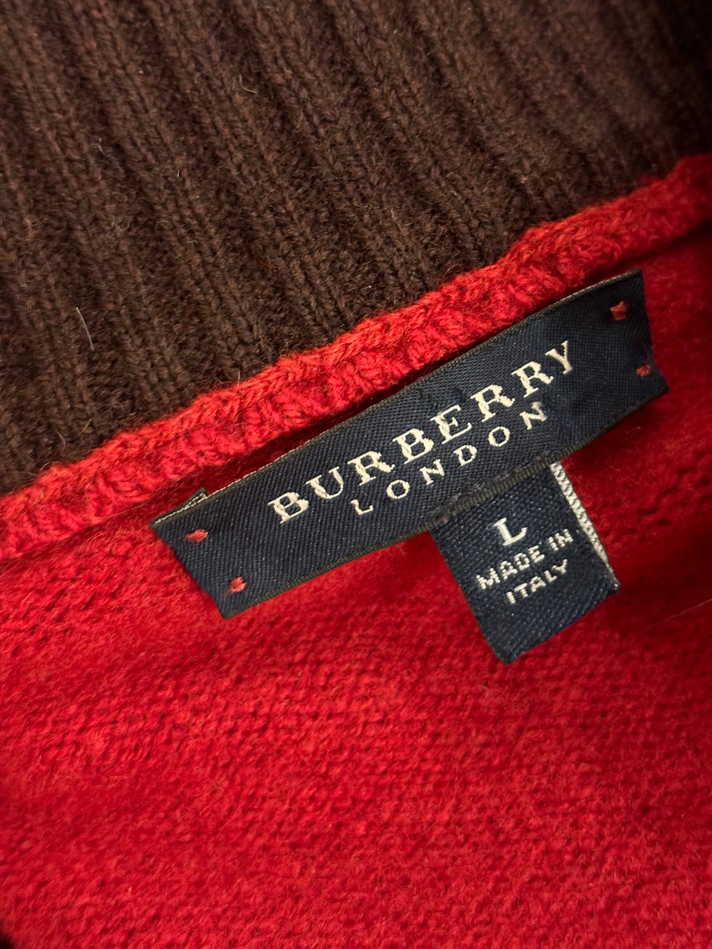 Burberry red vintage zip logo pull