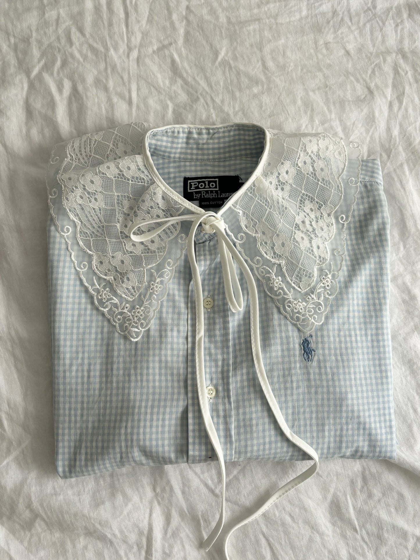 Ralph Lauren vichy soft blue "RECYCLING" vintage shirt