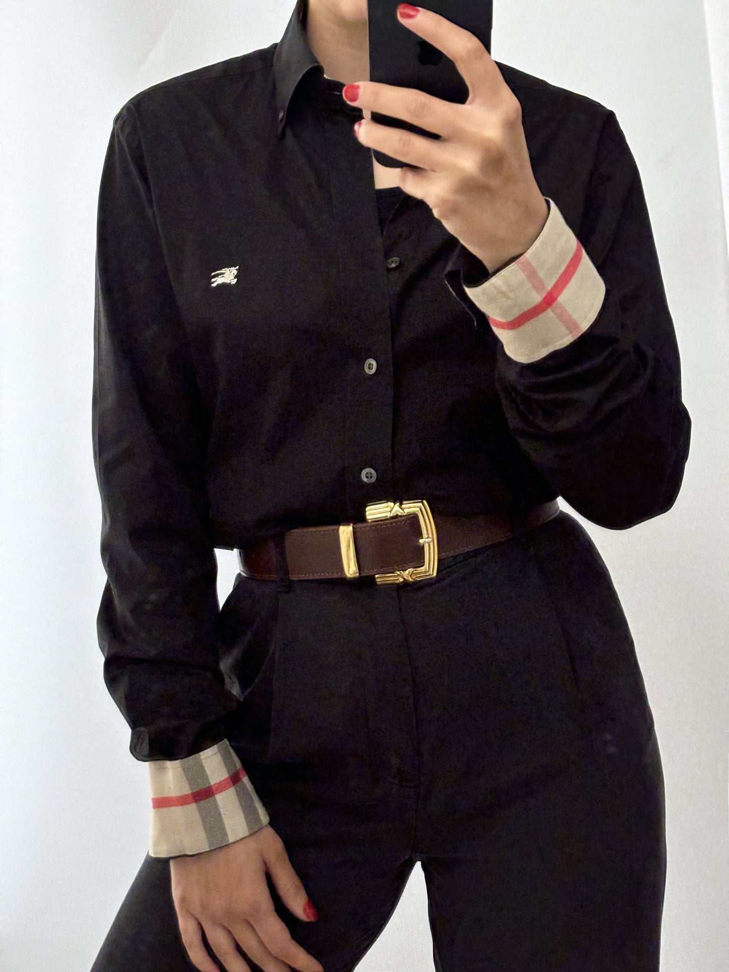 Black Burberry beige profile tartan shirt