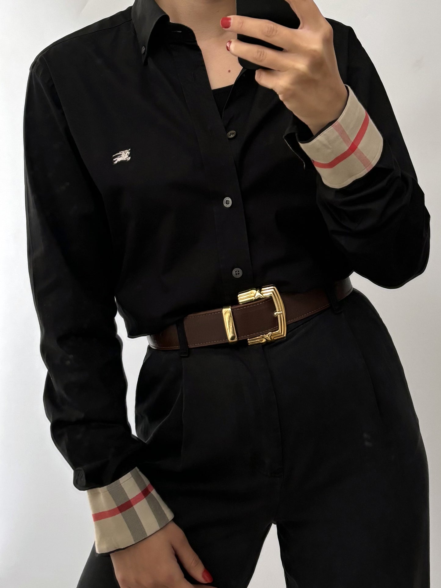 Black Burberry beige profile tartan shirt