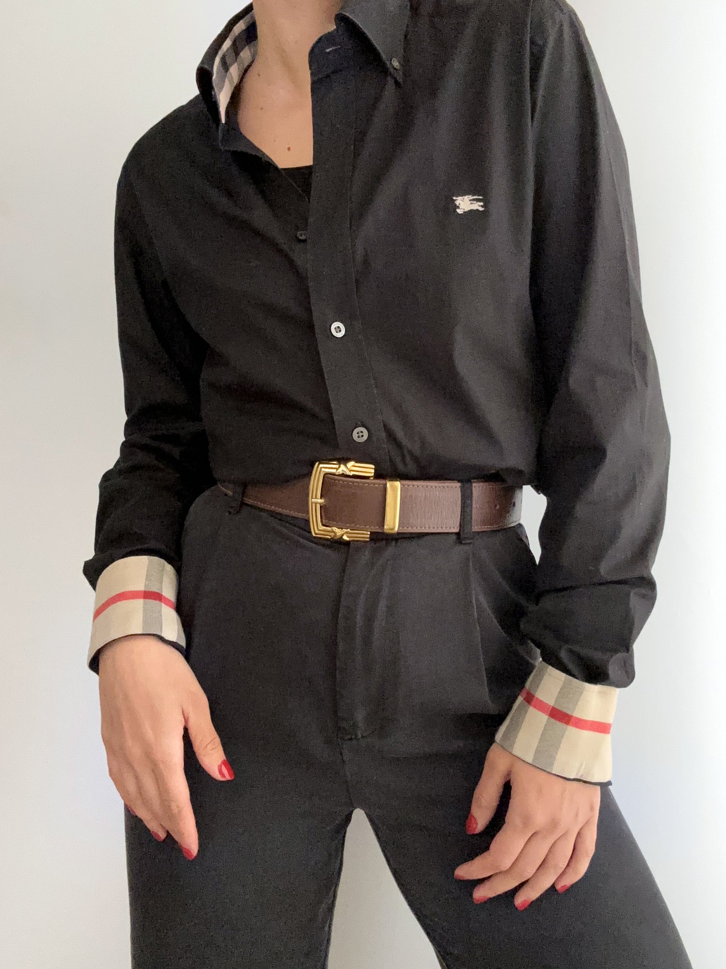 Black Burberry beige profile tartan shirt