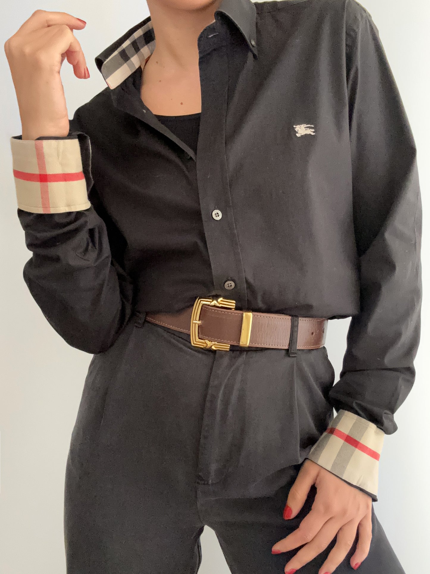 Black Burberry beige profile tartan shirt