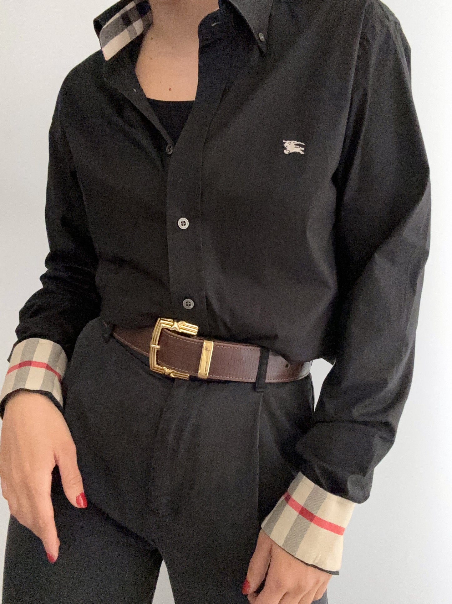 Black Burberry beige profile tartan shirt