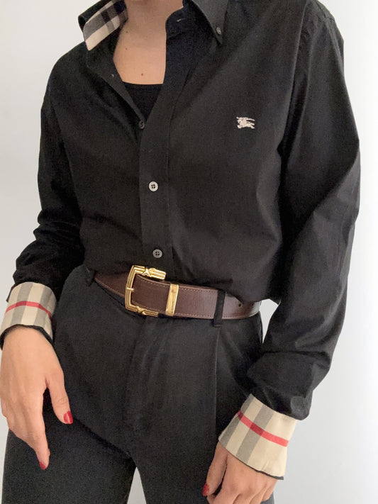 Black Burberry beige profile tartan shirt