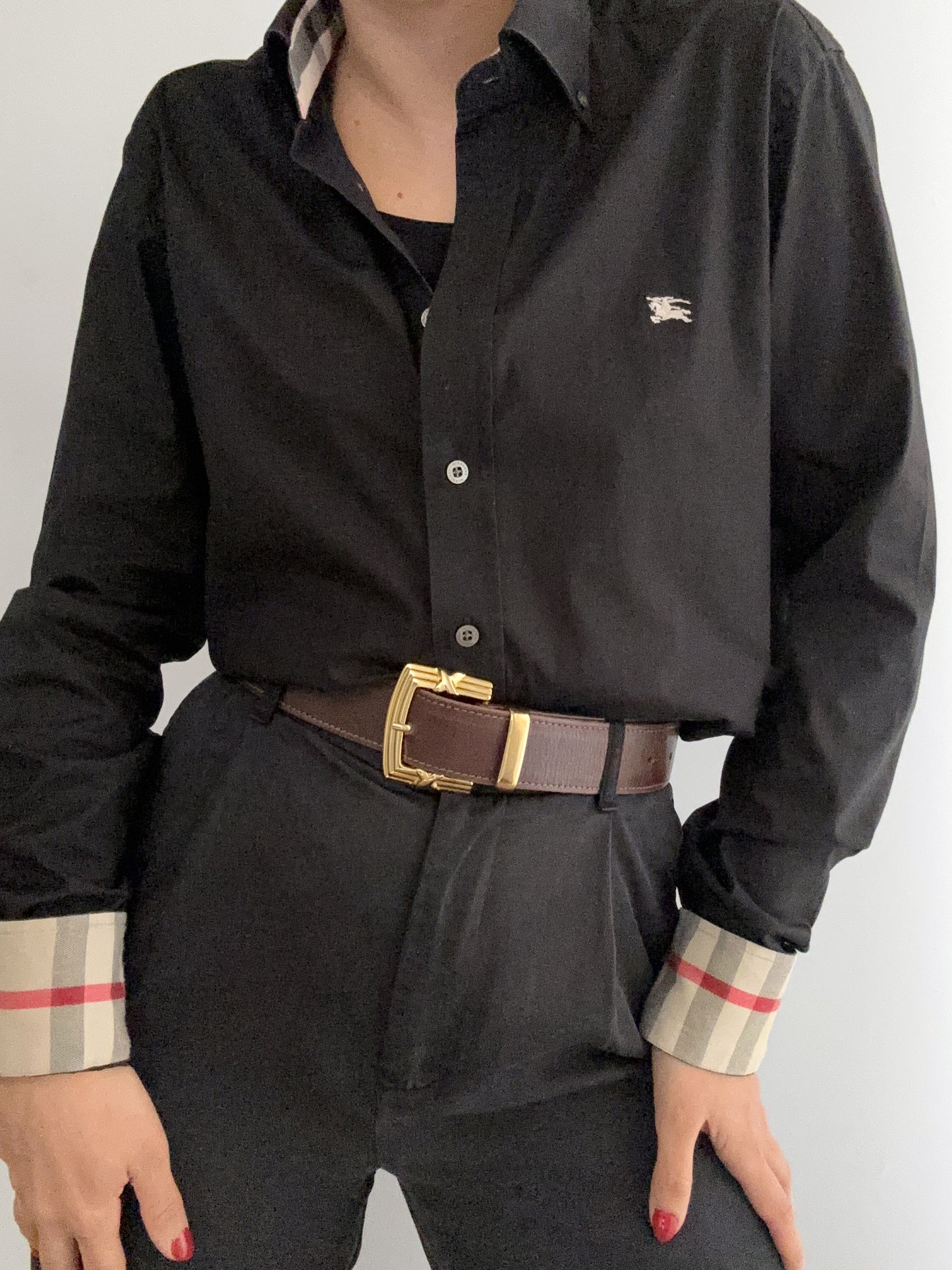 Black Burberry beige profile tartan shirt