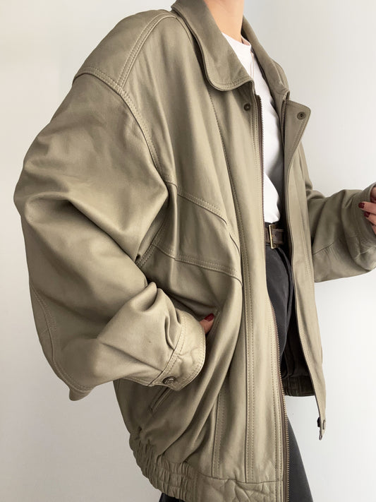 .Vintage Real Leather soft beige bomber