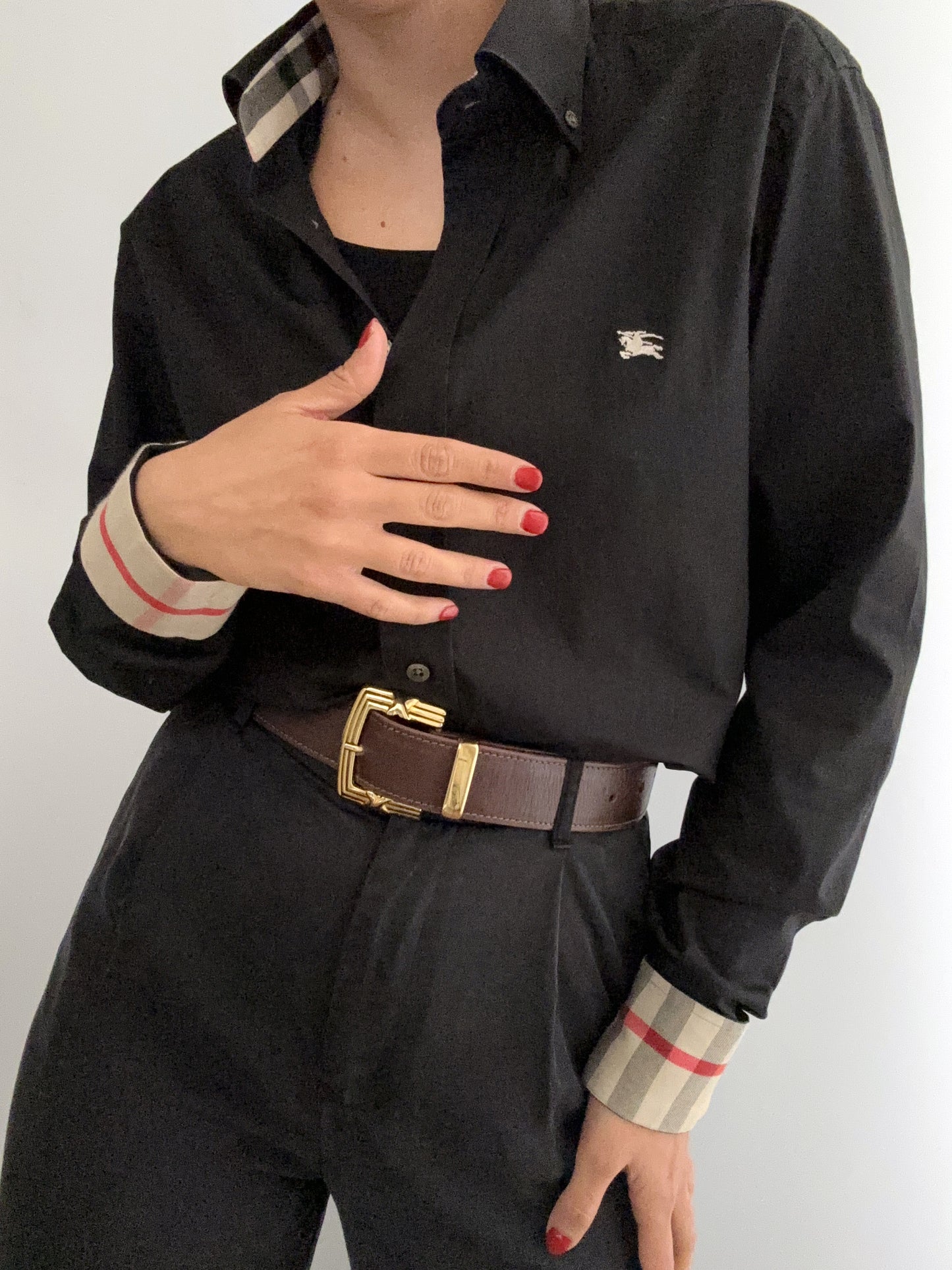 Black Burberry beige profile tartan shirt