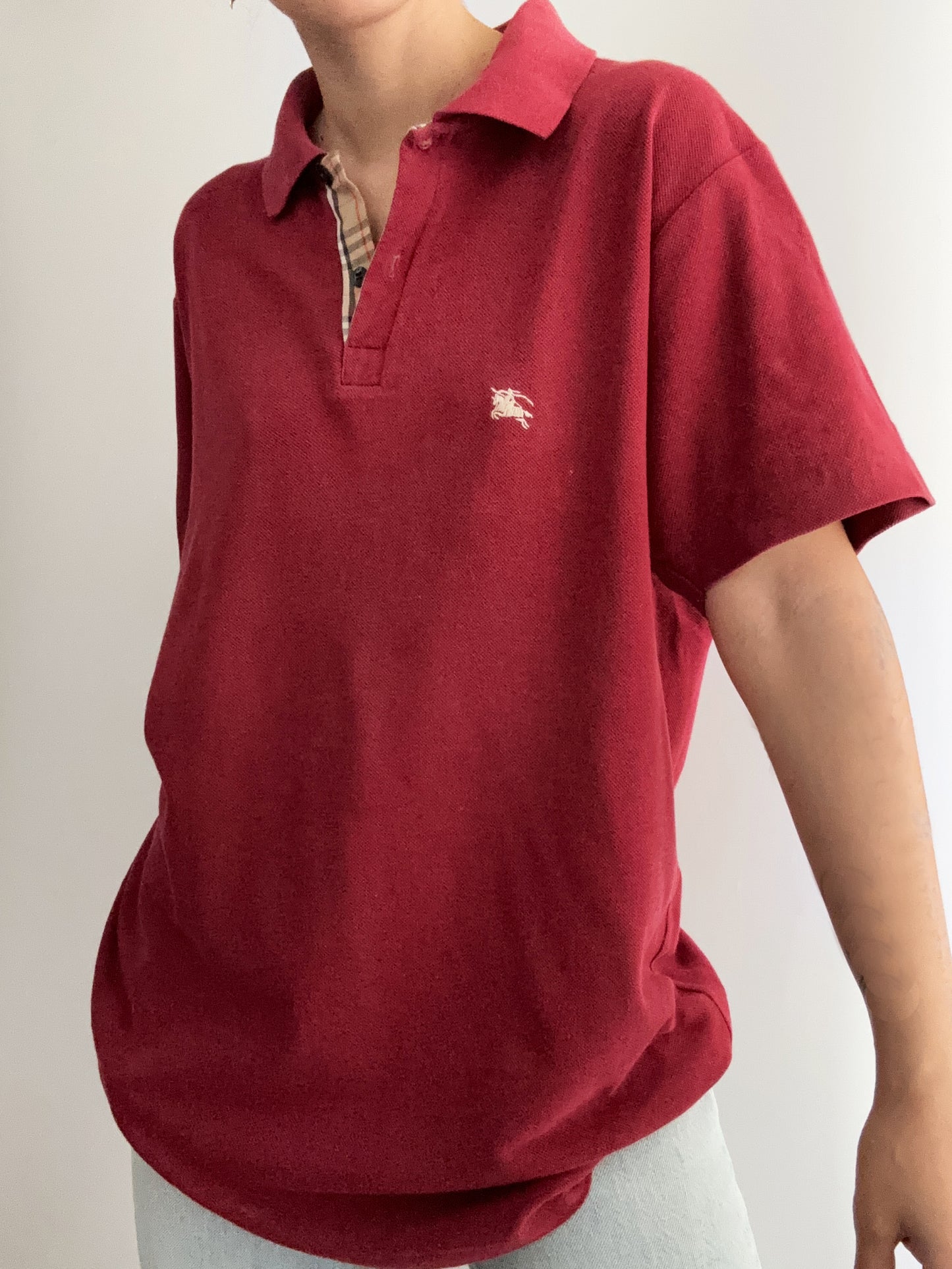 Vintage Vinaccio Burberry polo tartan profile