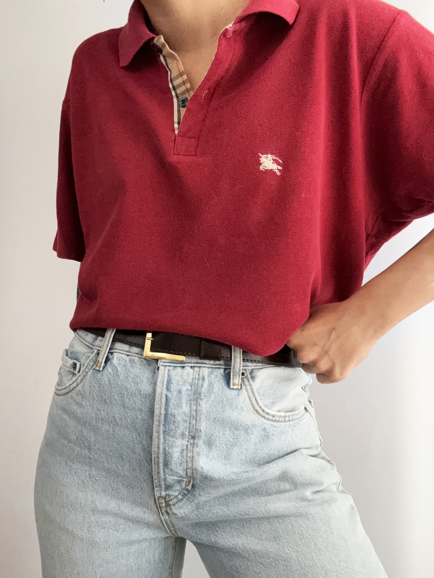 Vintage Vinaccio Burberry polo tartan profile