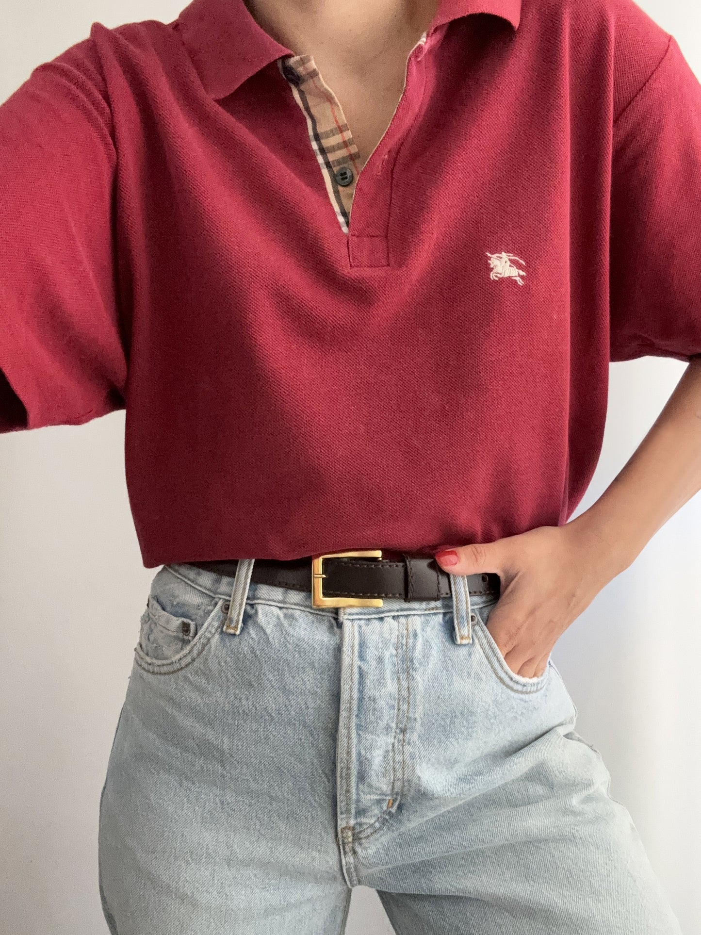 Vintage Vinaccio Burberry polo tartan profile