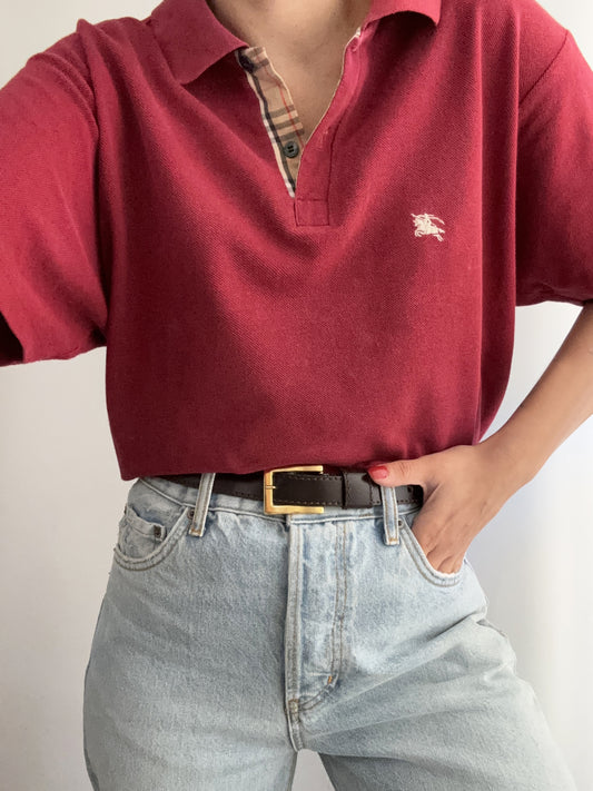 Vintage Vinaccio Burberry polo tartan profile