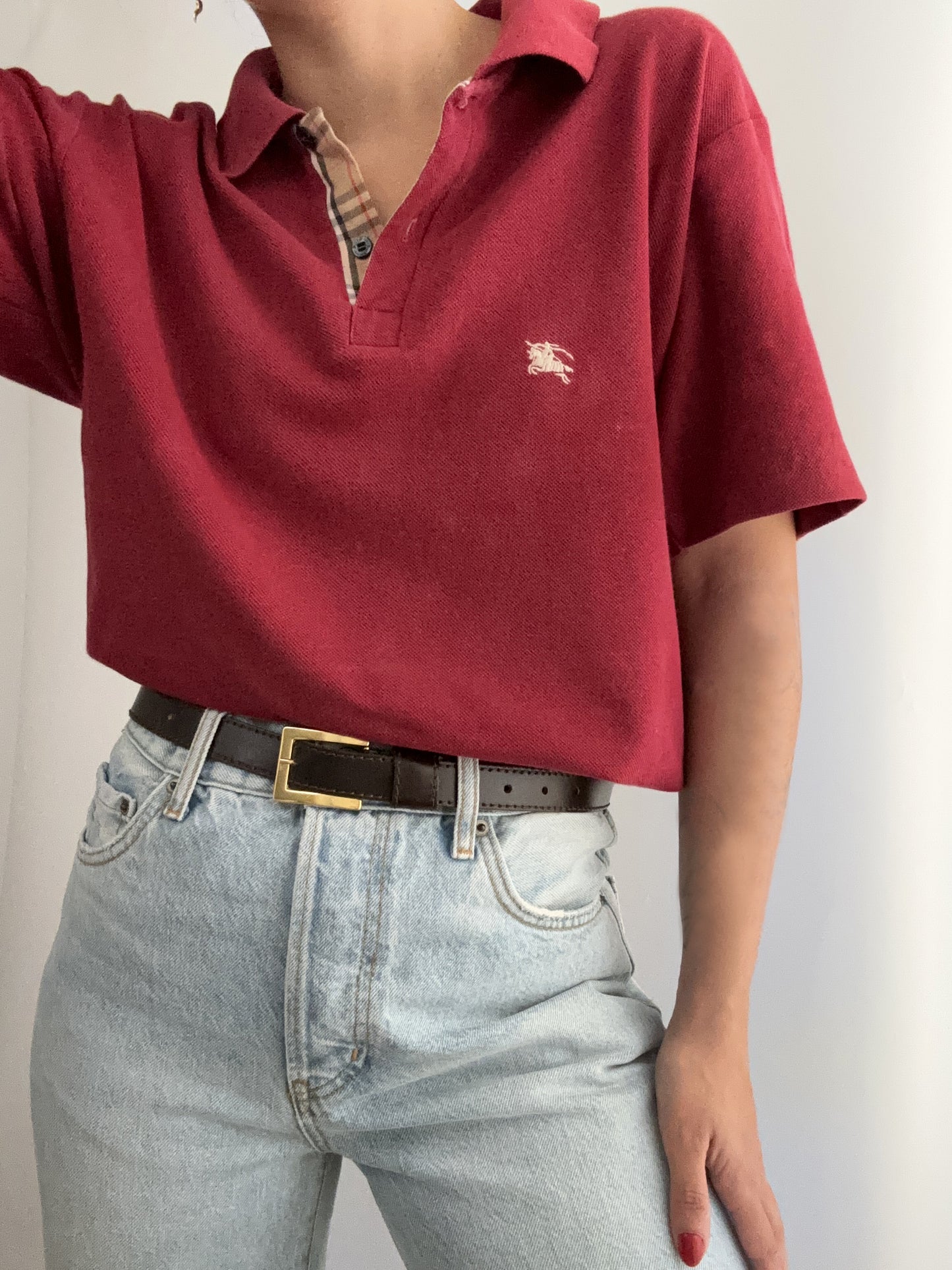 Vintage Vinaccio Burberry polo tartan profile