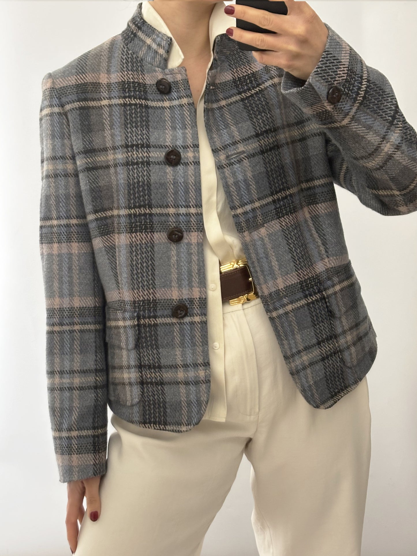 .Vintage wool tartan Max Mara blazer