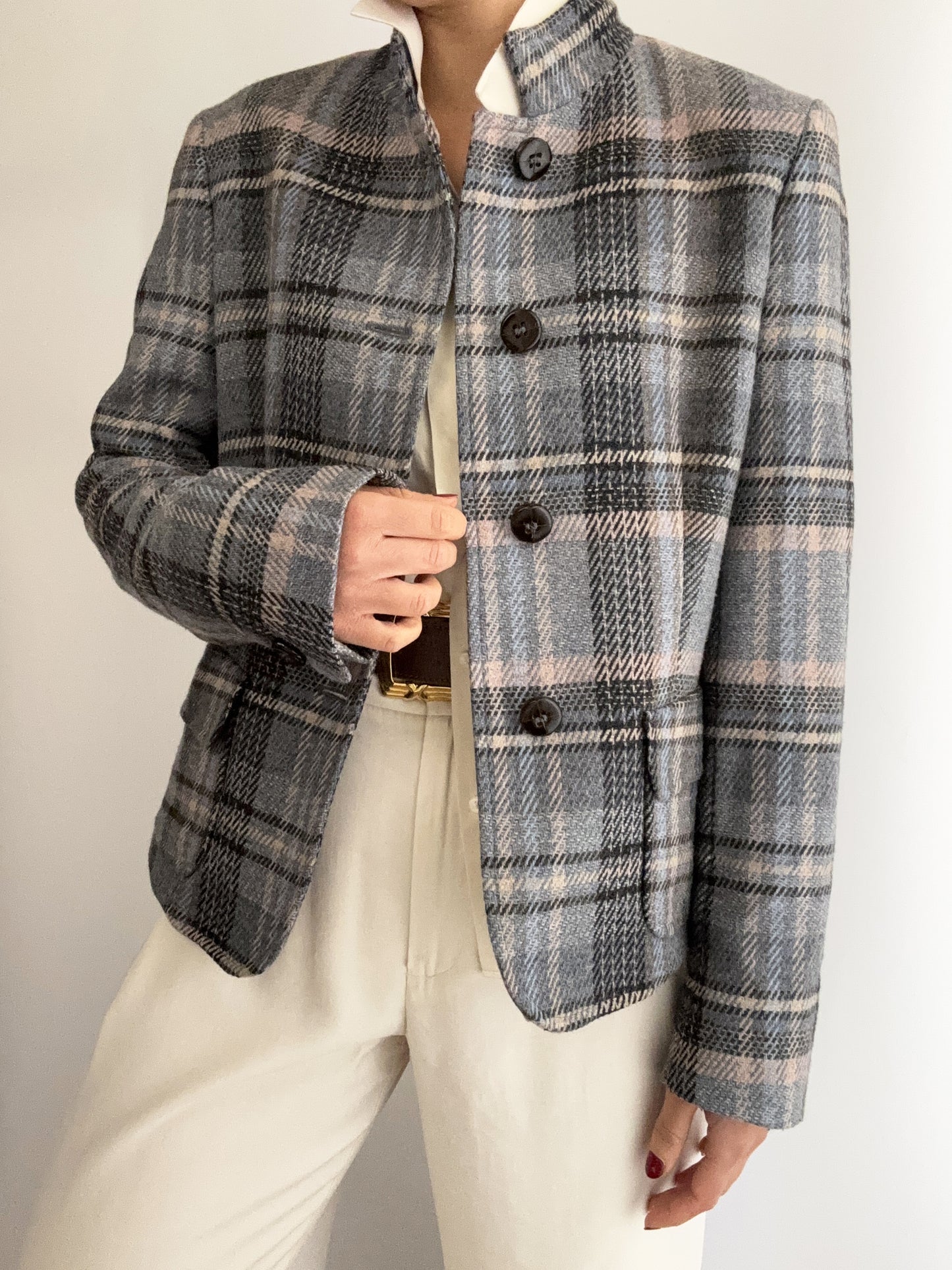 .Vintage wool tartan Max Mara blazer