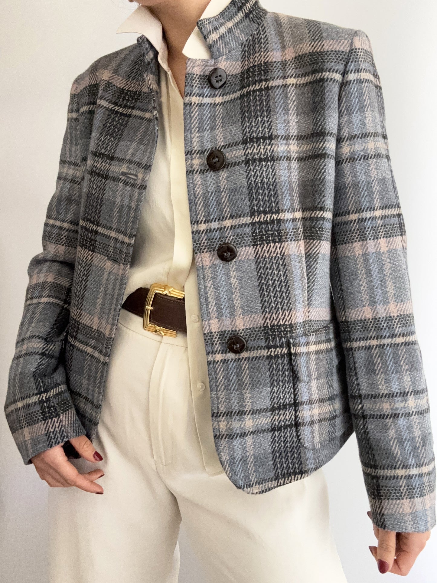 .Vintage wool tartan Max Mara blazer