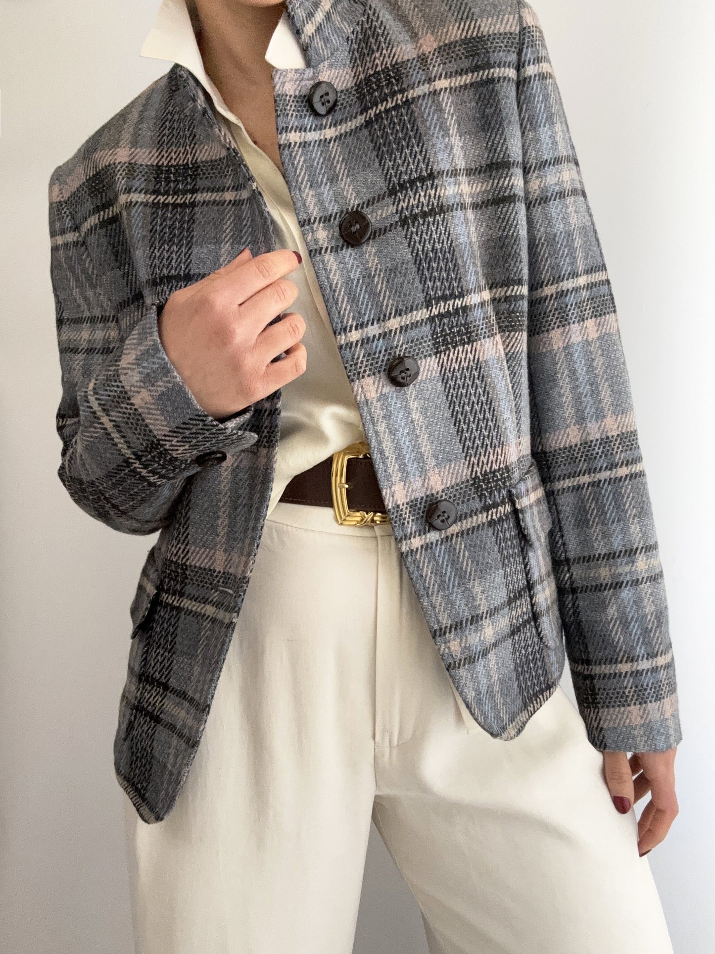 .Vintage wool tartan Max Mara blazer