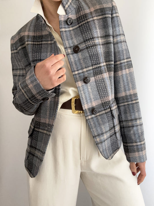 .Vintage wool tartan Max Mara blazer