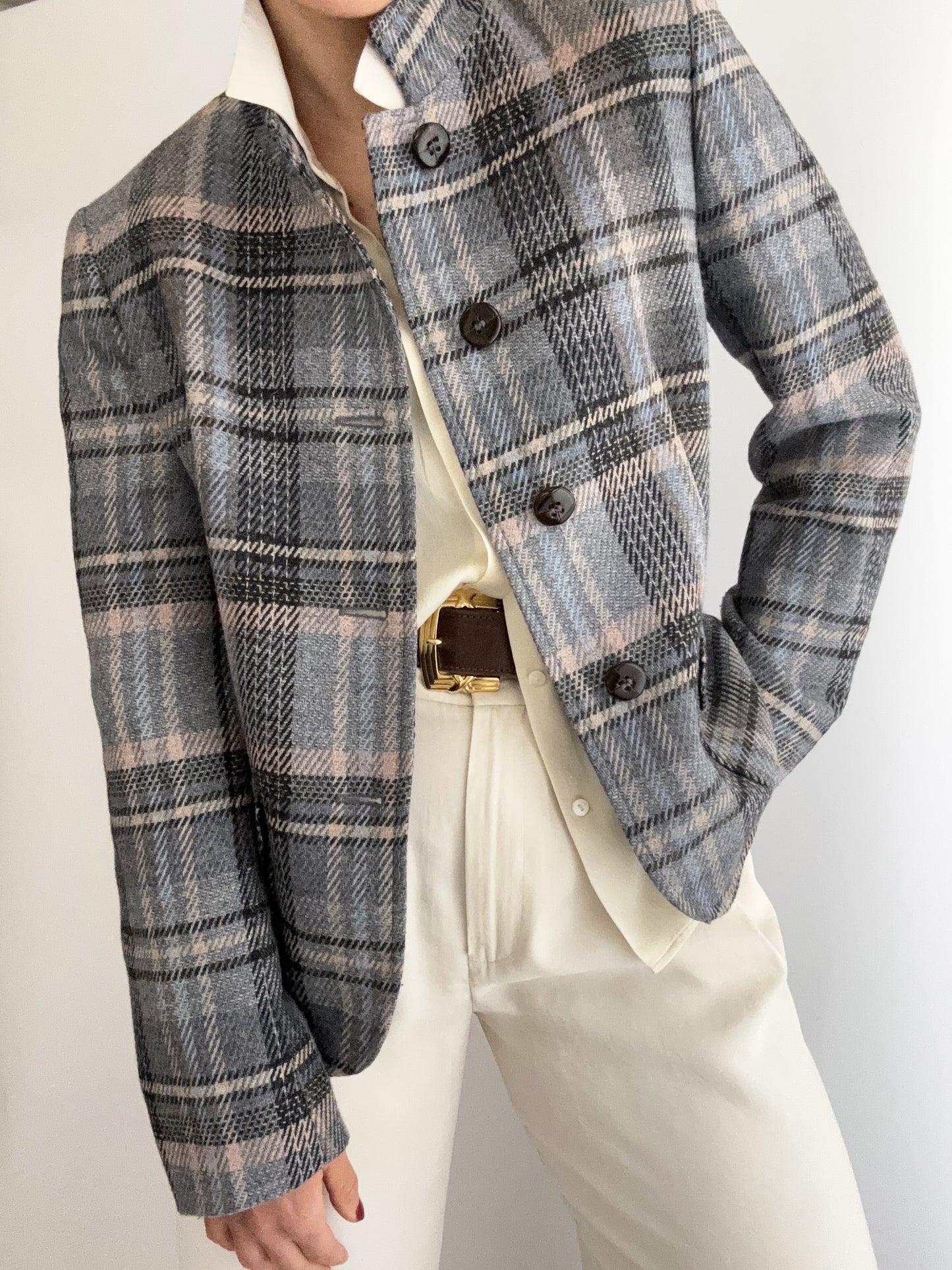 .Vintage wool tartan Max Mara blazer