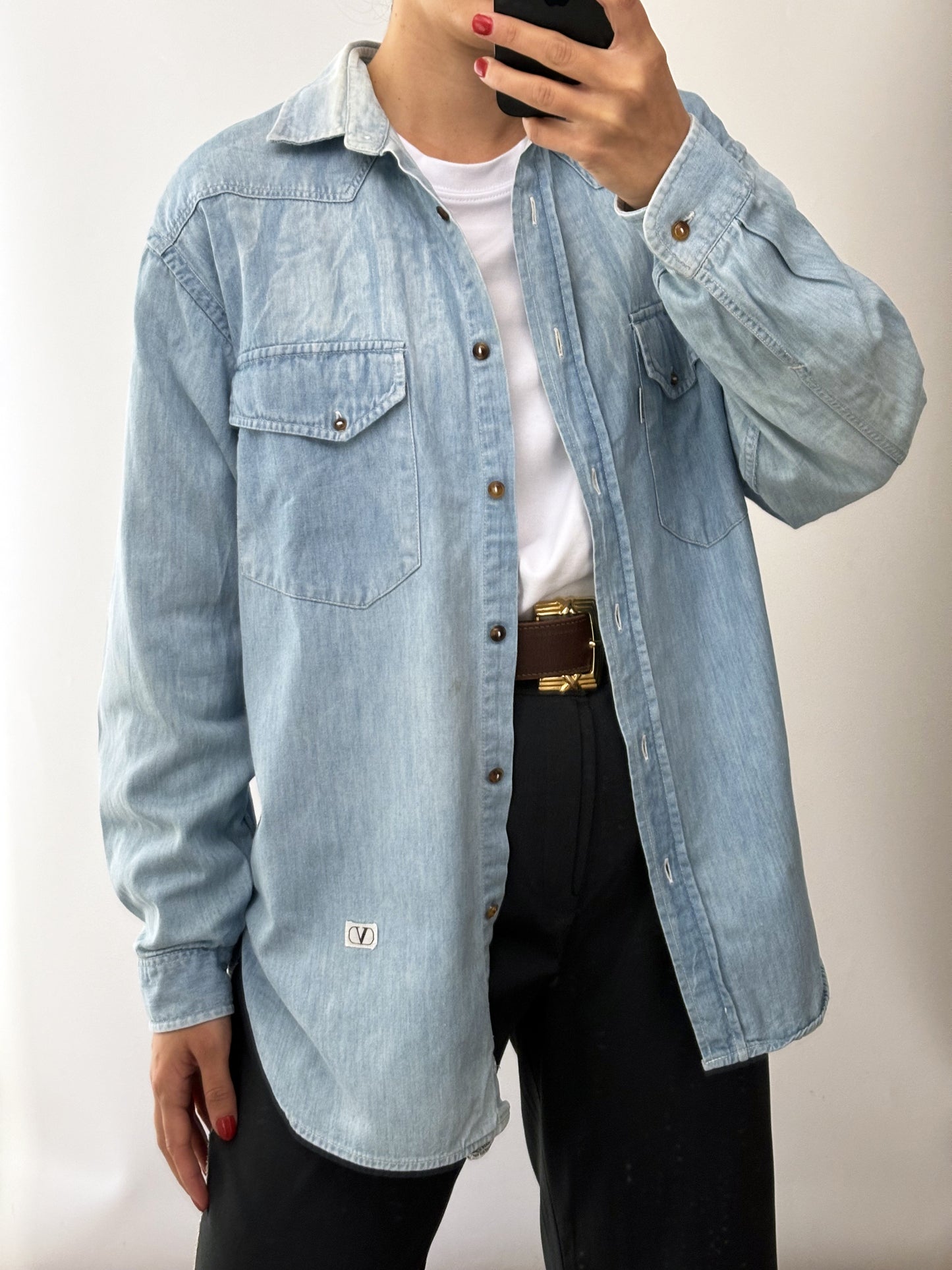 Vintage Valentino denim pocket logo shirt