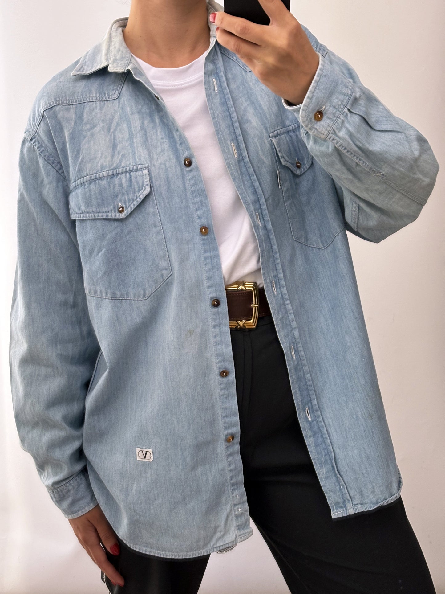 Vintage Valentino denim pocket logo shirt