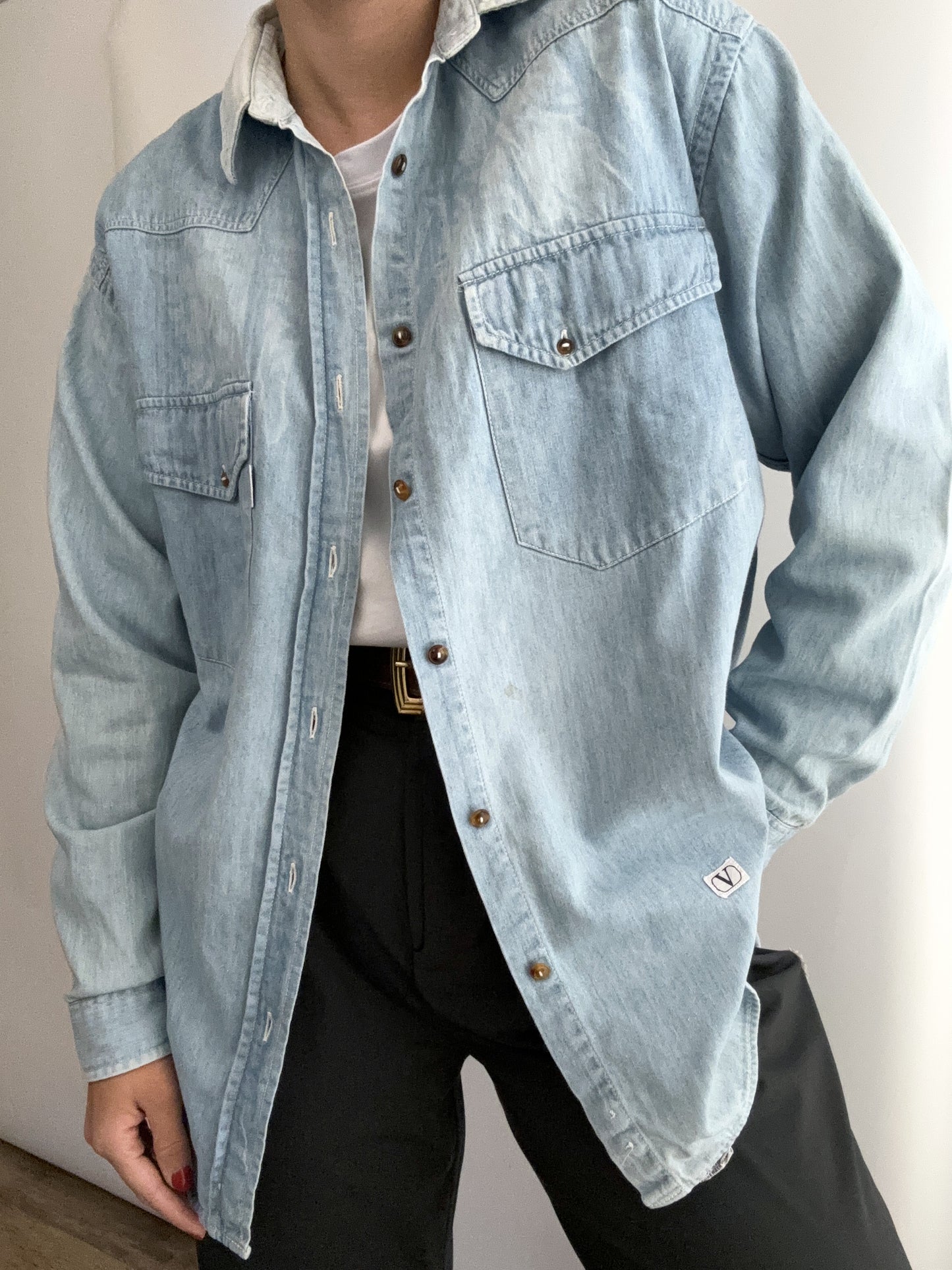Vintage Valentino denim pocket logo shirt