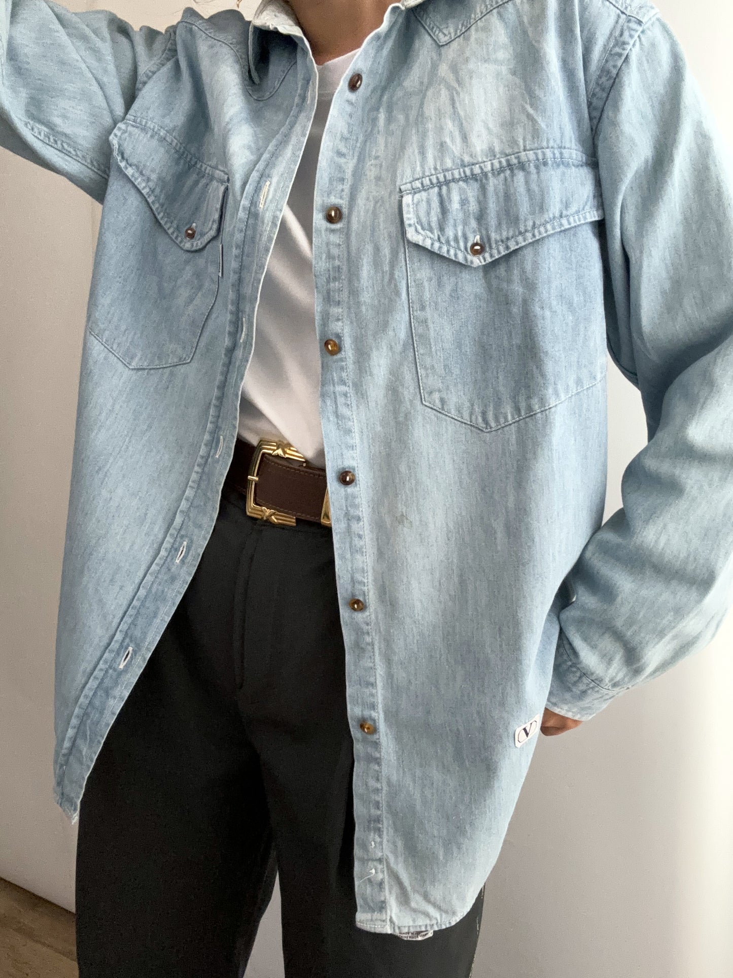 Vintage Valentino denim pocket logo shirt