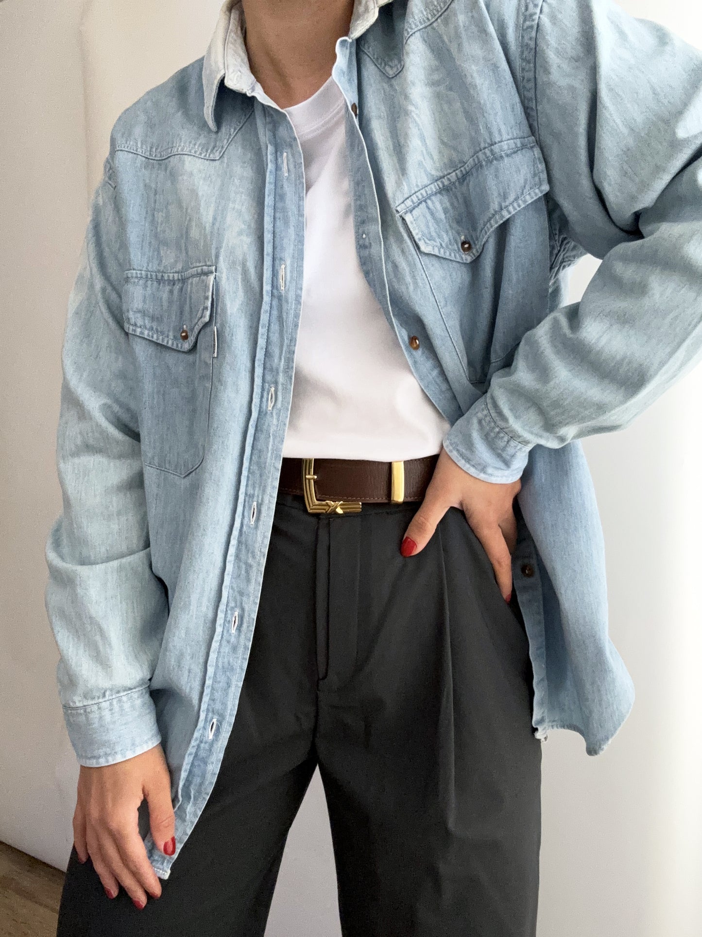 Vintage Valentino denim pocket logo shirt