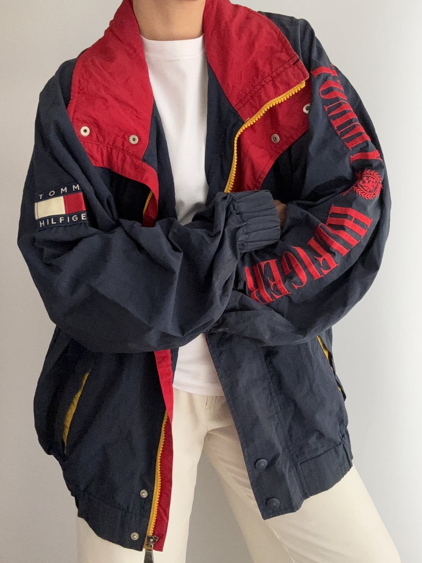 .Tommy Hilfiger embroidery logo vintage bomber