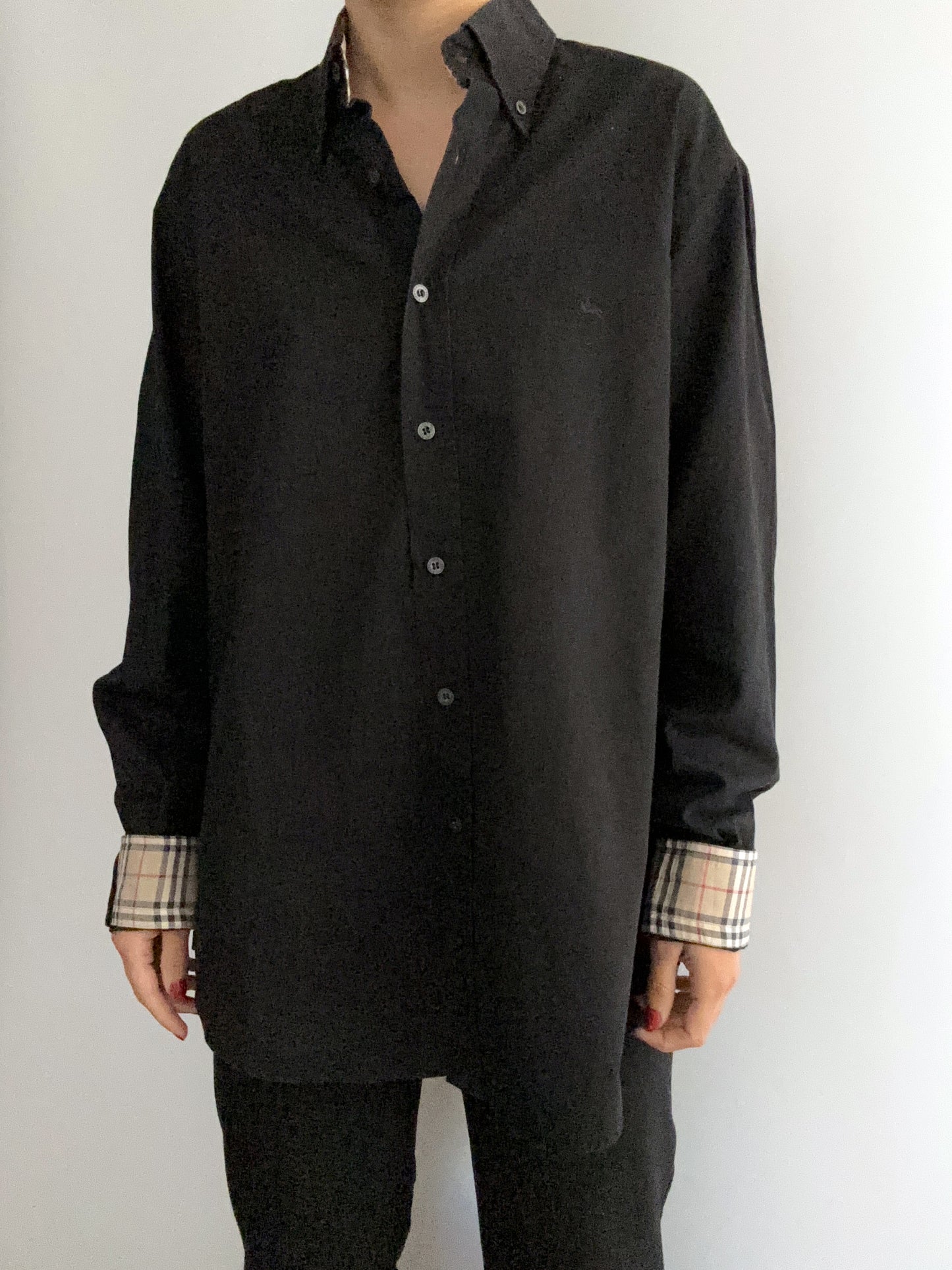 Burberry black vintage oversize tartan shirt