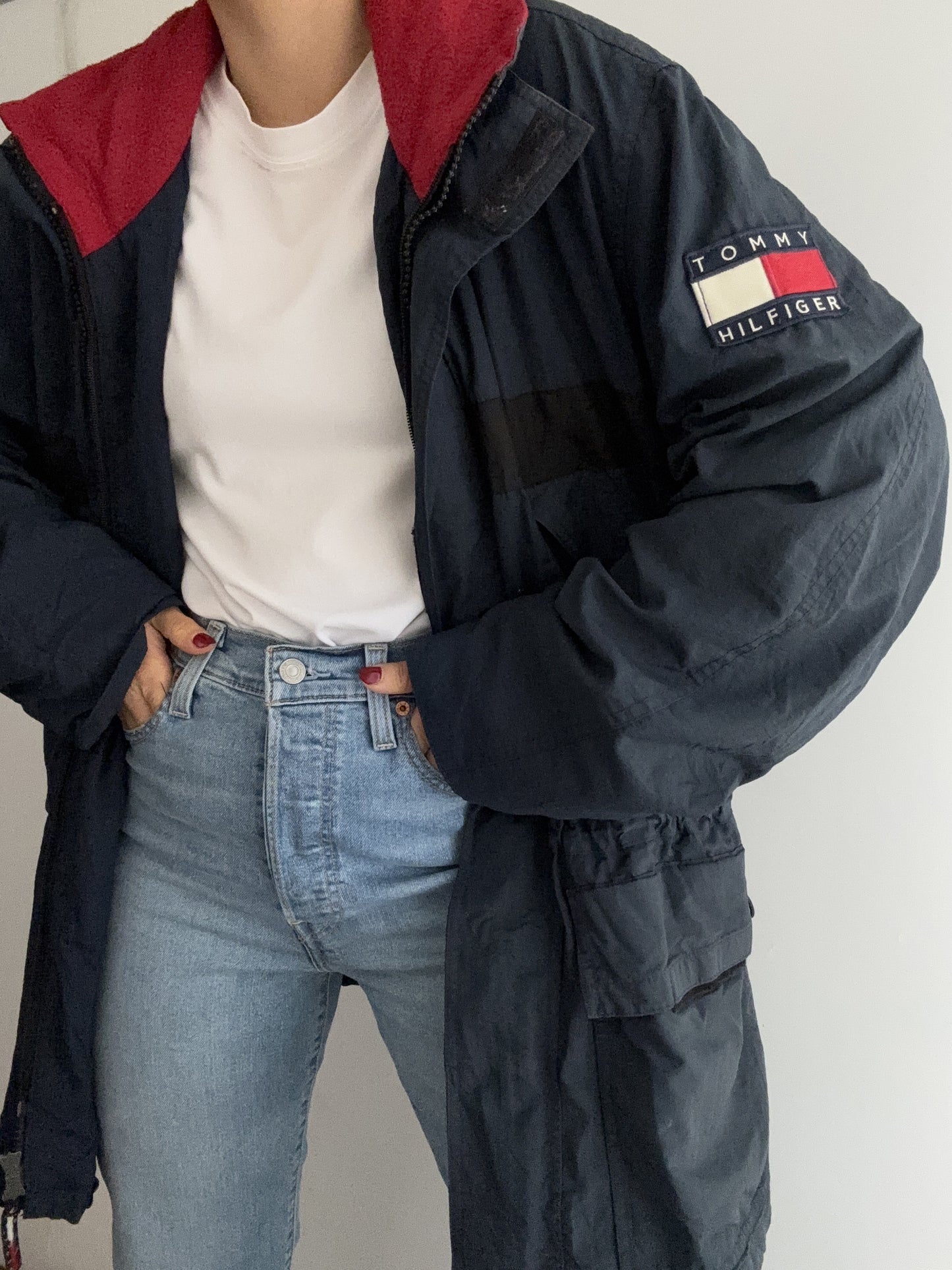 .Tommy Hilfiger blue vintage flag navy bomber