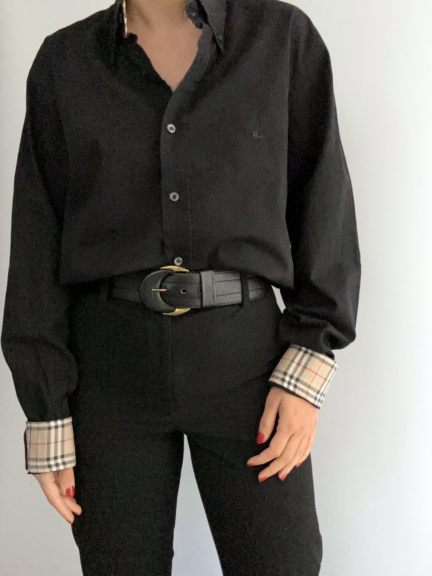 Burberry black vintage oversize tartan shirt