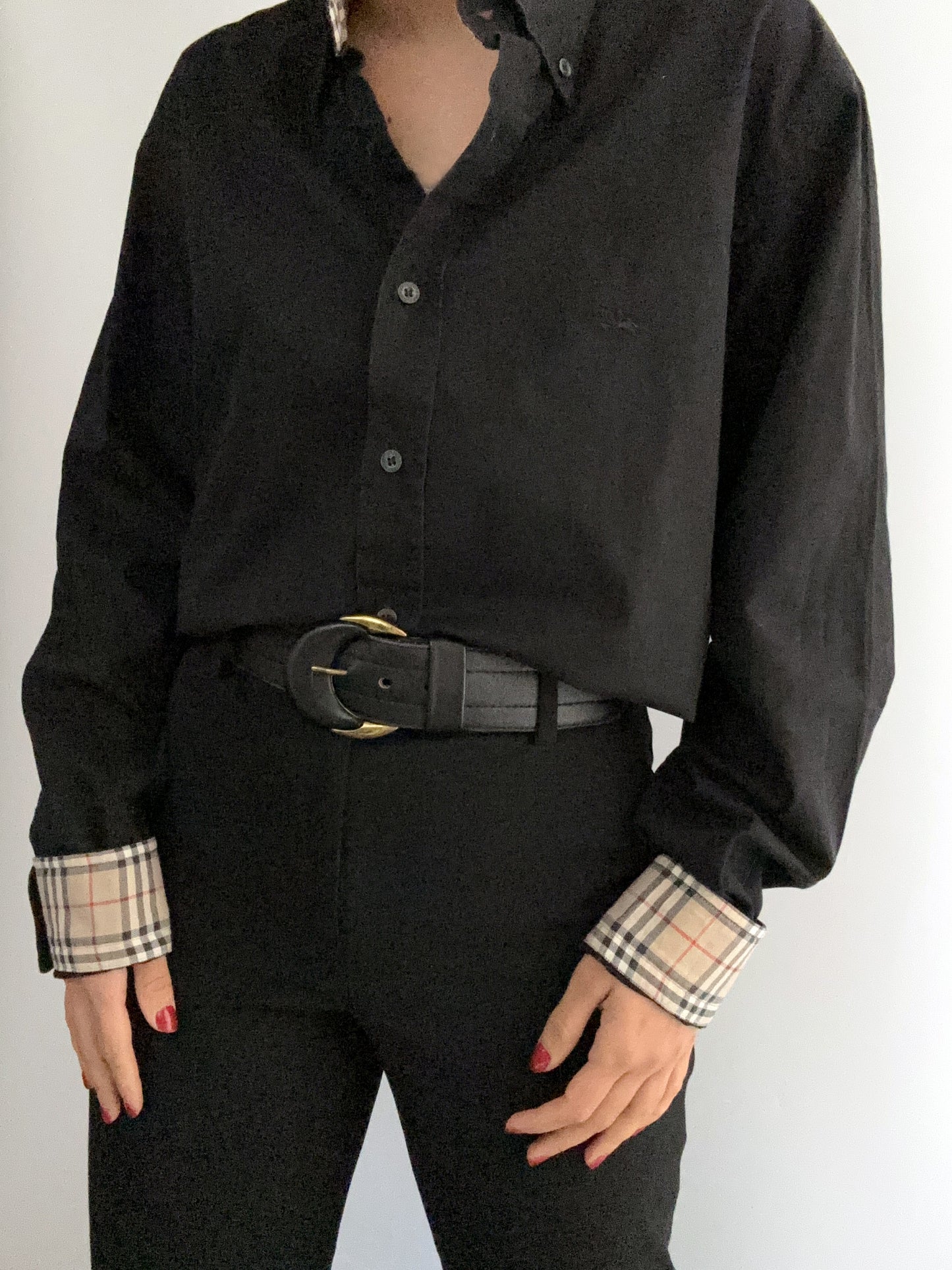 Burberry black vintage oversize tartan shirt