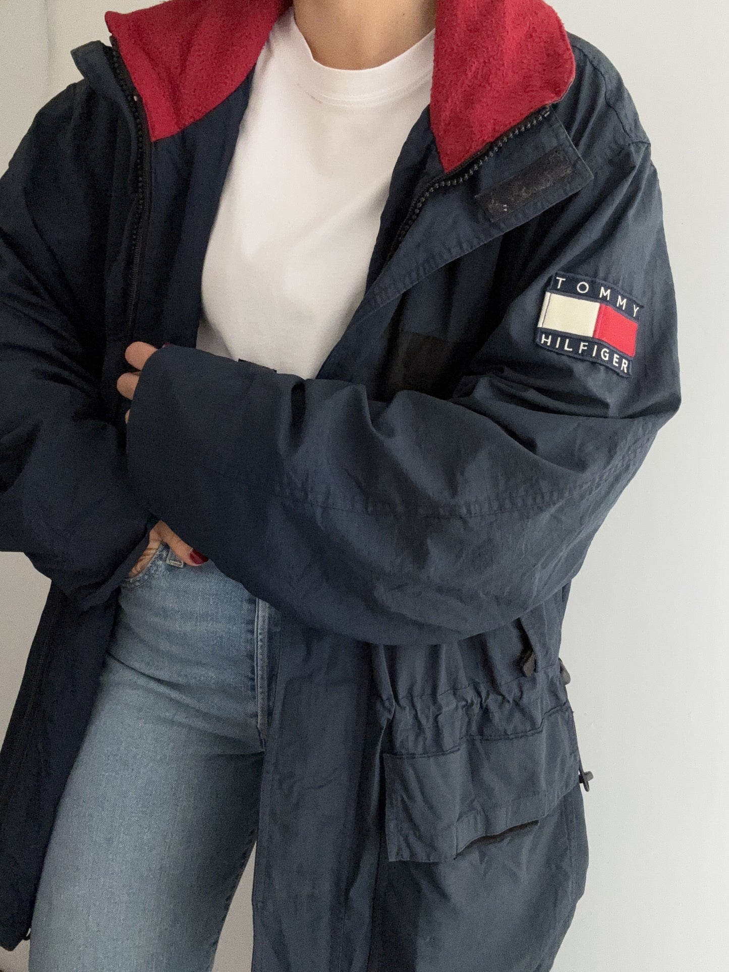.Tommy Hilfiger blue vintage flag navy bomber