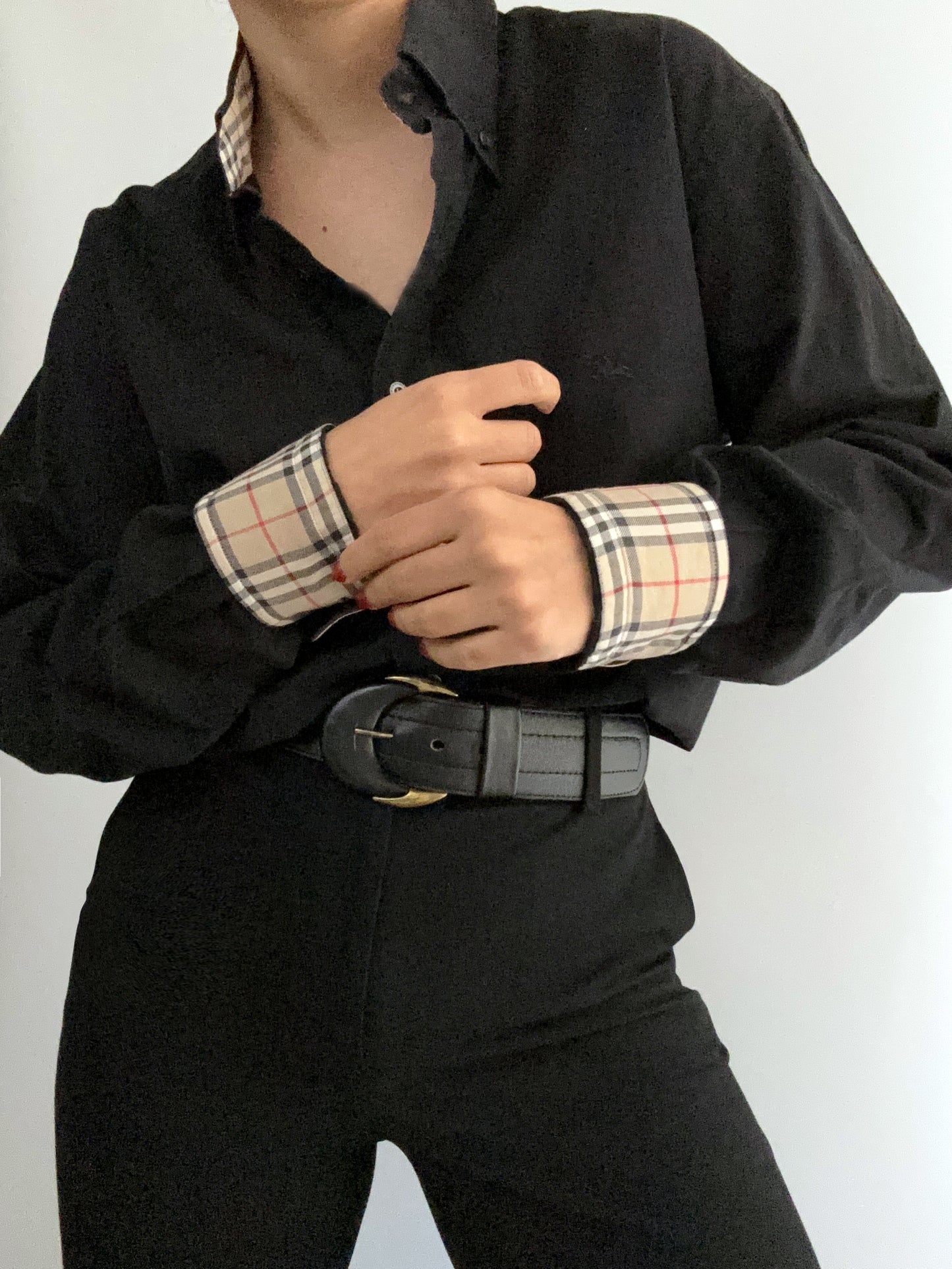 Burberry black vintage oversize tartan shirt