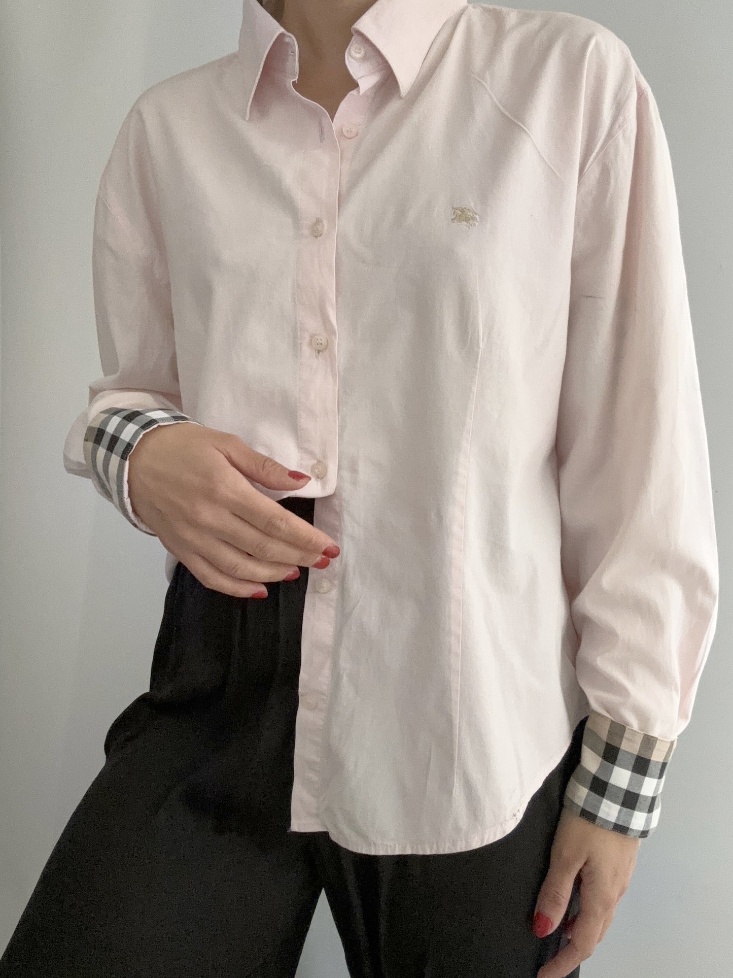Soft pink burberry tartan profile shirt