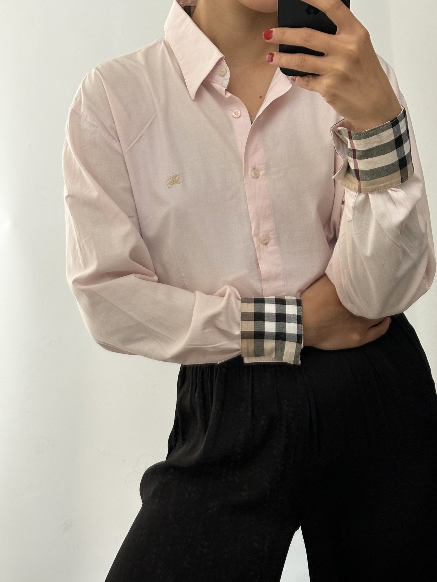 Soft pink burberry tartan profile shirt