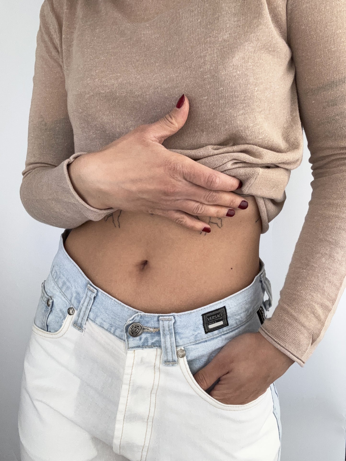 Versace soft blue & white vintage medusa denim