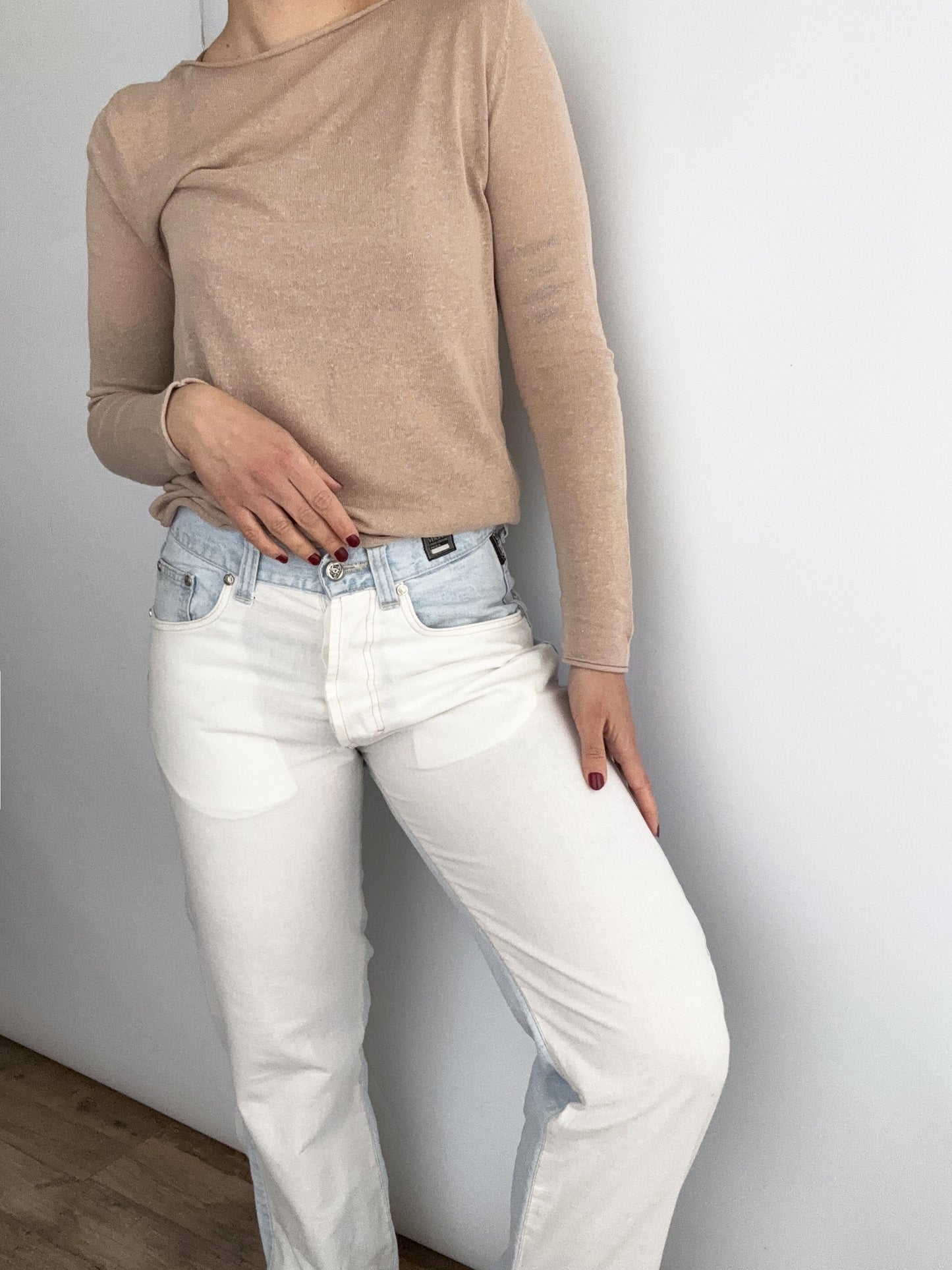 Versace soft blue & white vintage medusa denim