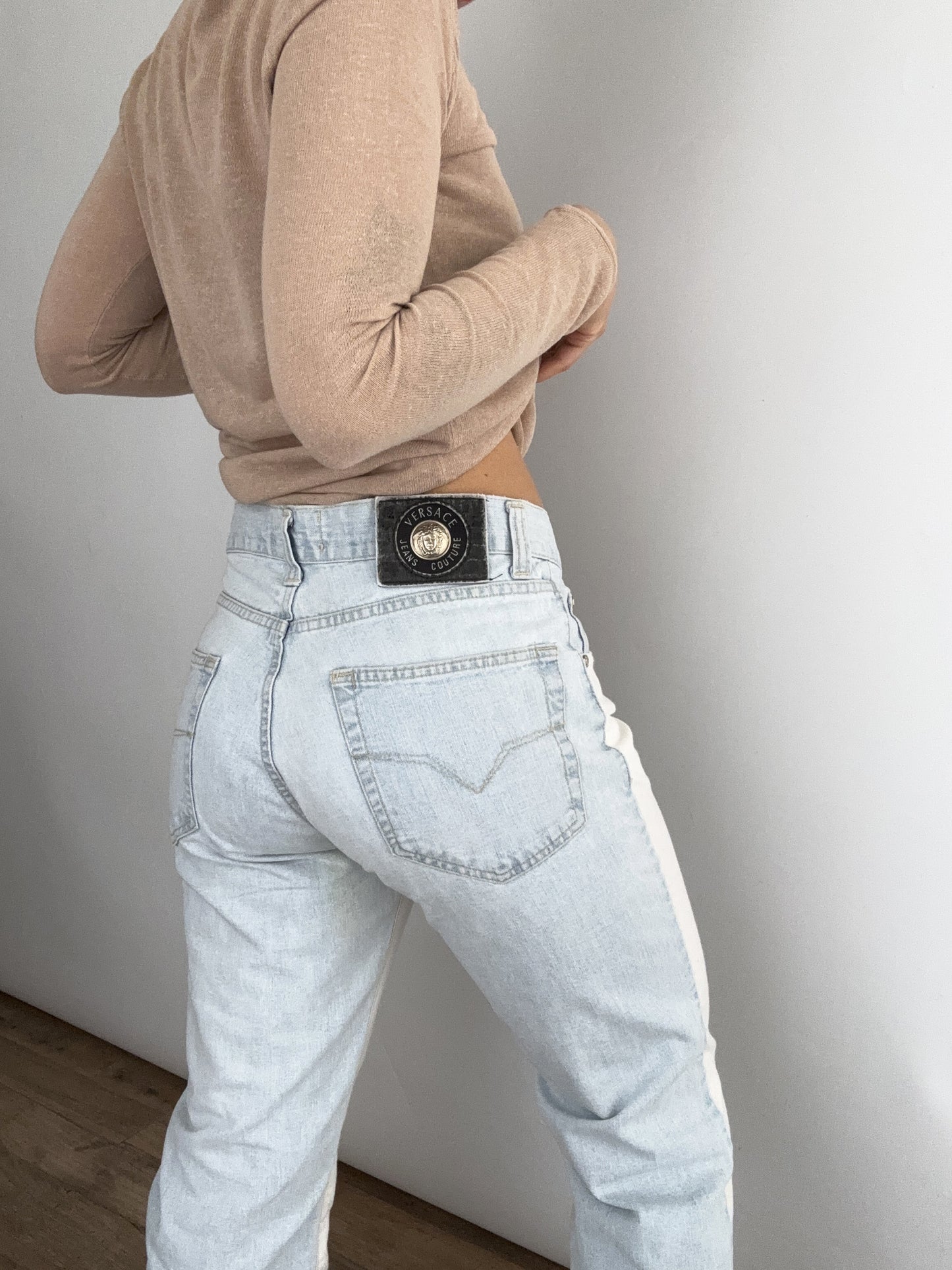 Versace soft blue & white vintage medusa denim