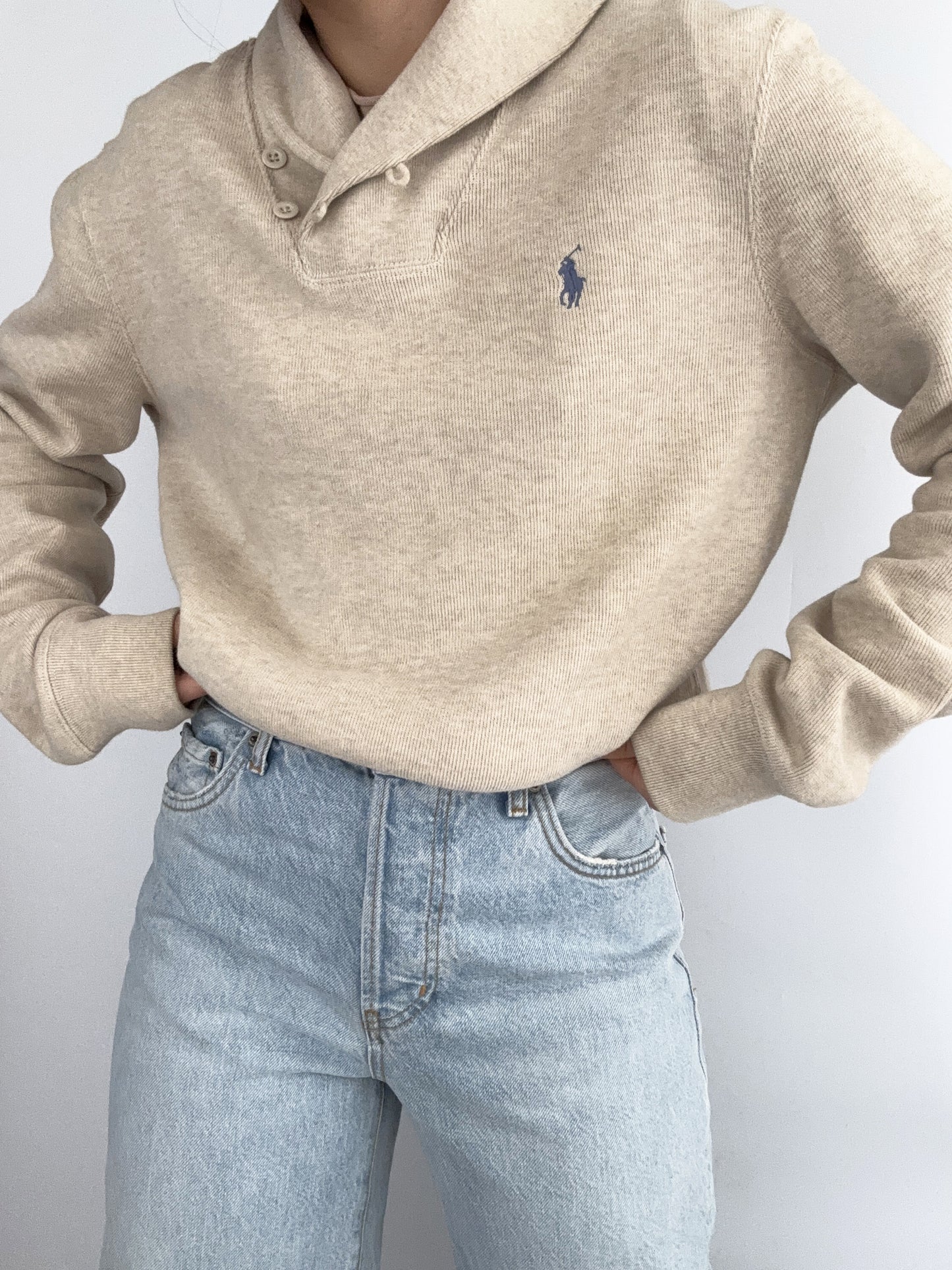 .Ralph Lauren Blake cotton beige navy pull