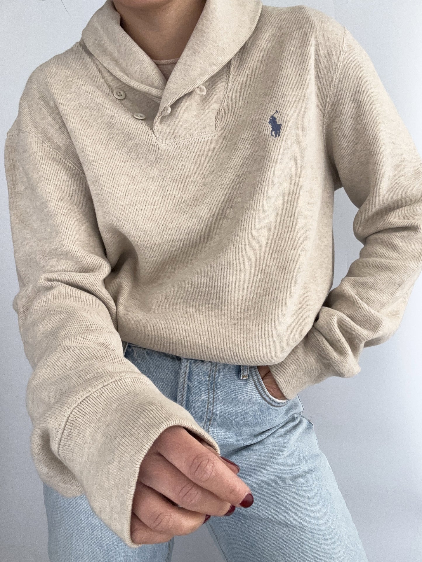 .Ralph Lauren Blake cotton beige navy pull