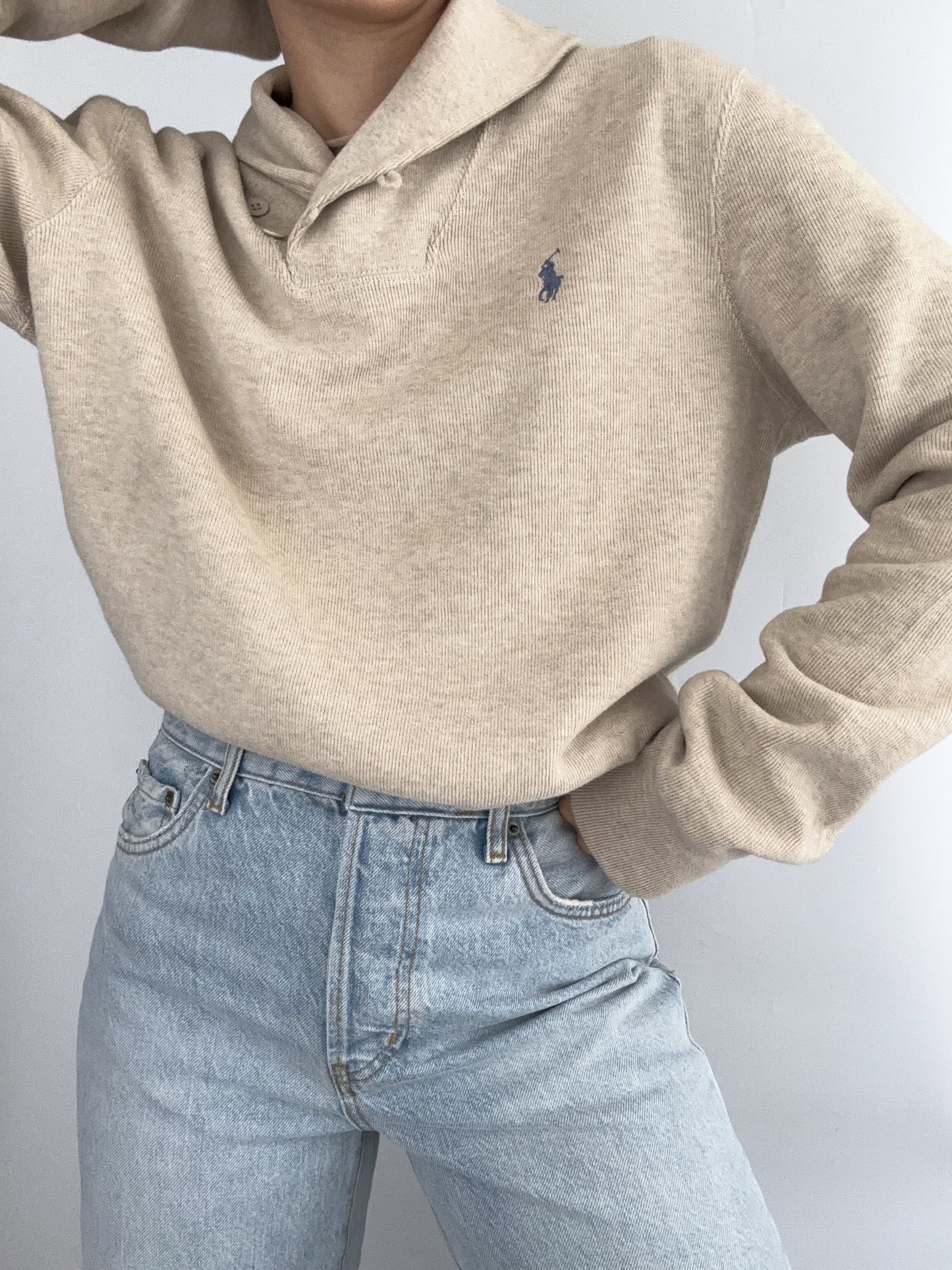 .Ralph Lauren Blake cotton beige navy pull