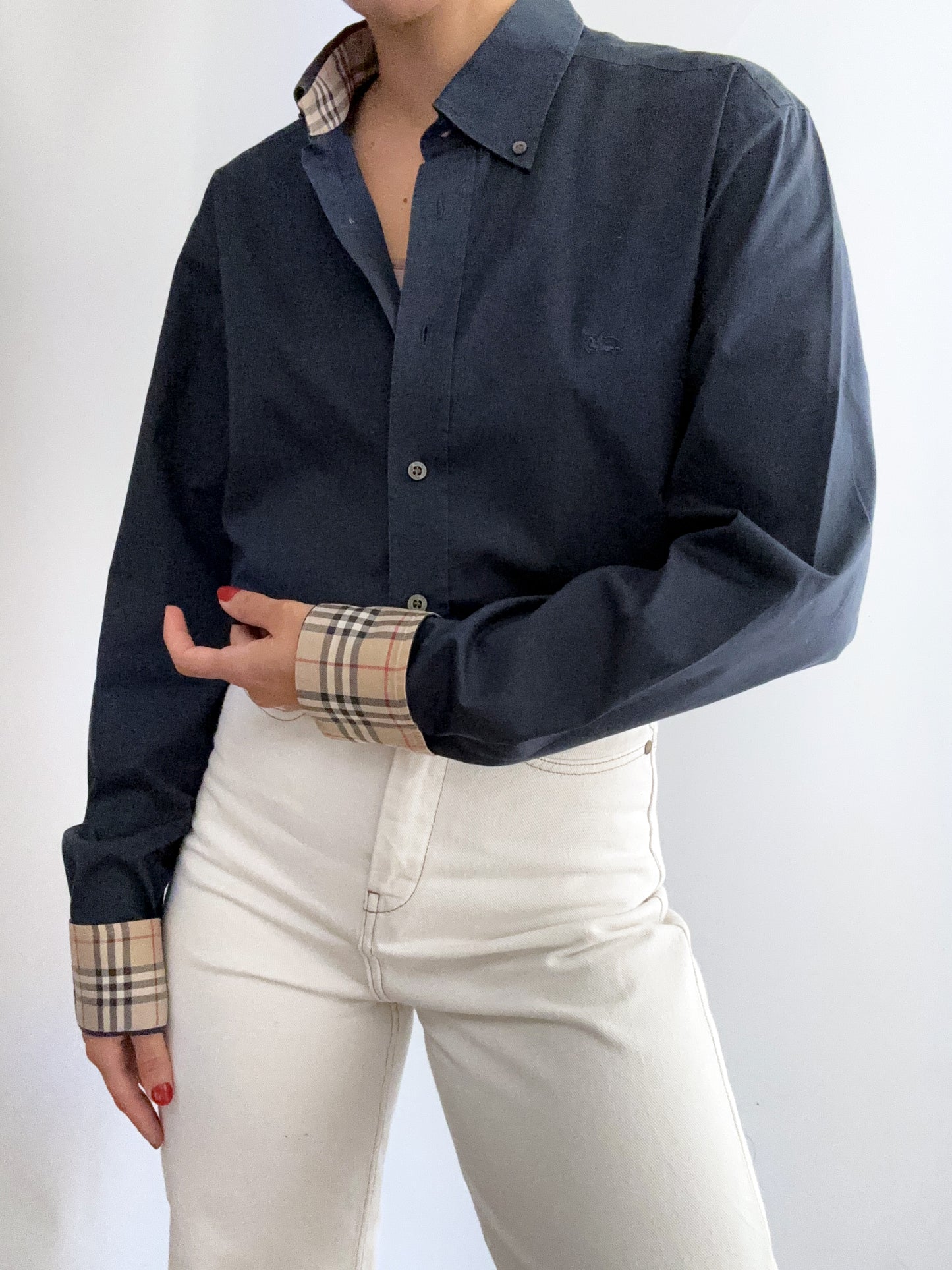 Blue Burberry classic tartan profile shirt