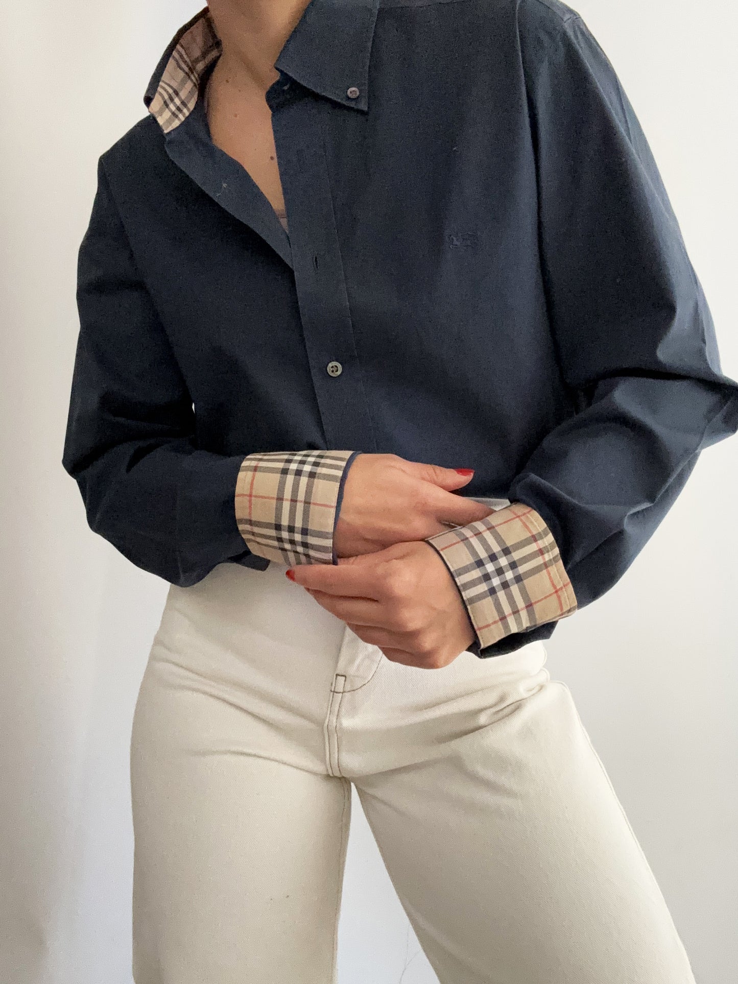 Blue Burberry classic tartan profile shirt